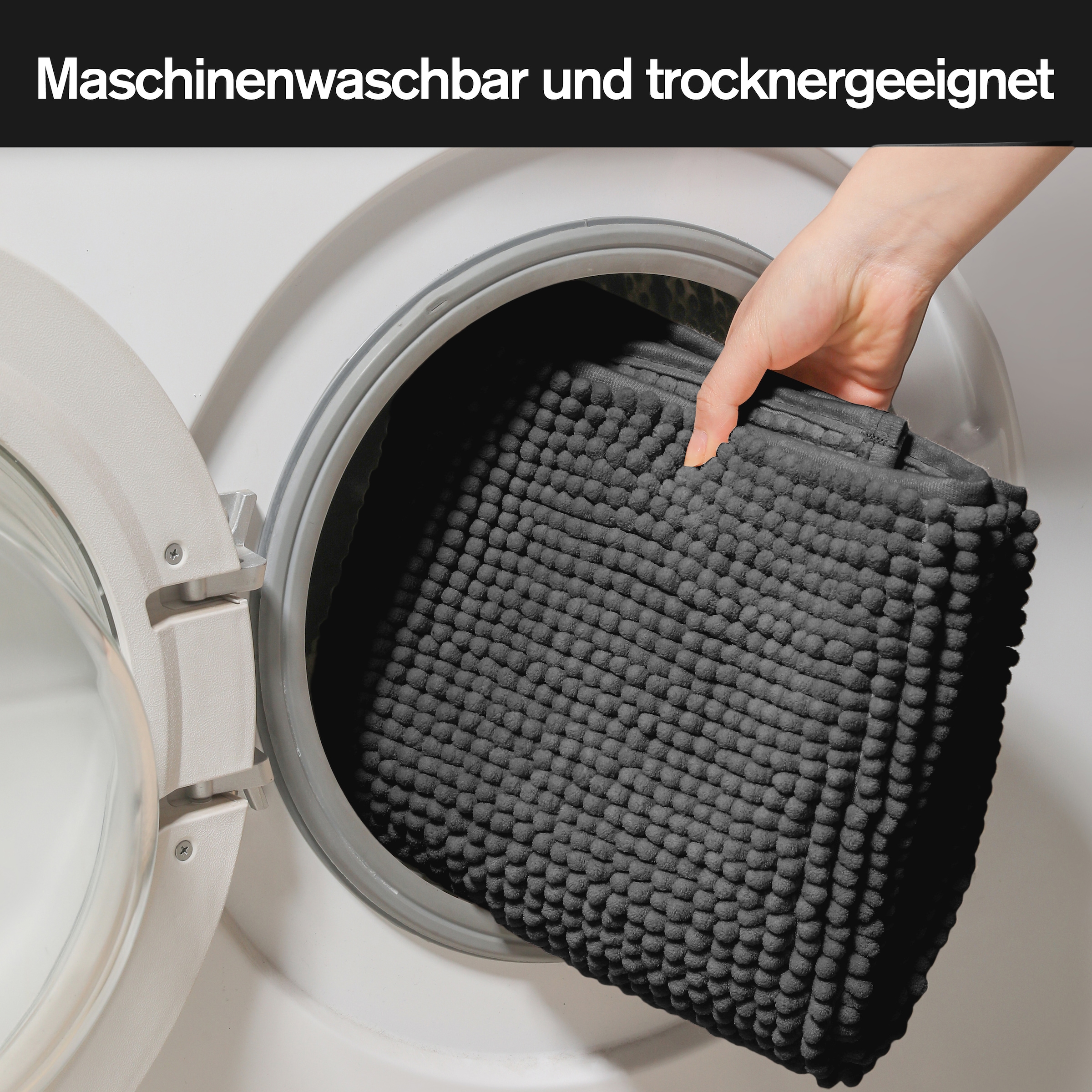 my home Badematte »Vanessa Chenille, Badvorleger, Badezimmer Teppich, Duschvorleger« Höhe 15 mm fussbodenheizungsgeeignet | schnell trocknend | strapazierfähig Uni Farben, besonders weich