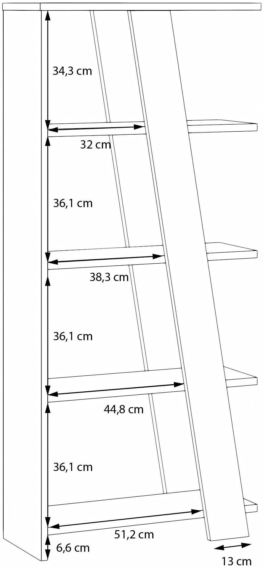 FORTE Étagère sur pied »Standregal, 4 Ablageböden, Höhe 161 cm« L/H/P 72/161/29,6 cm, décors variés