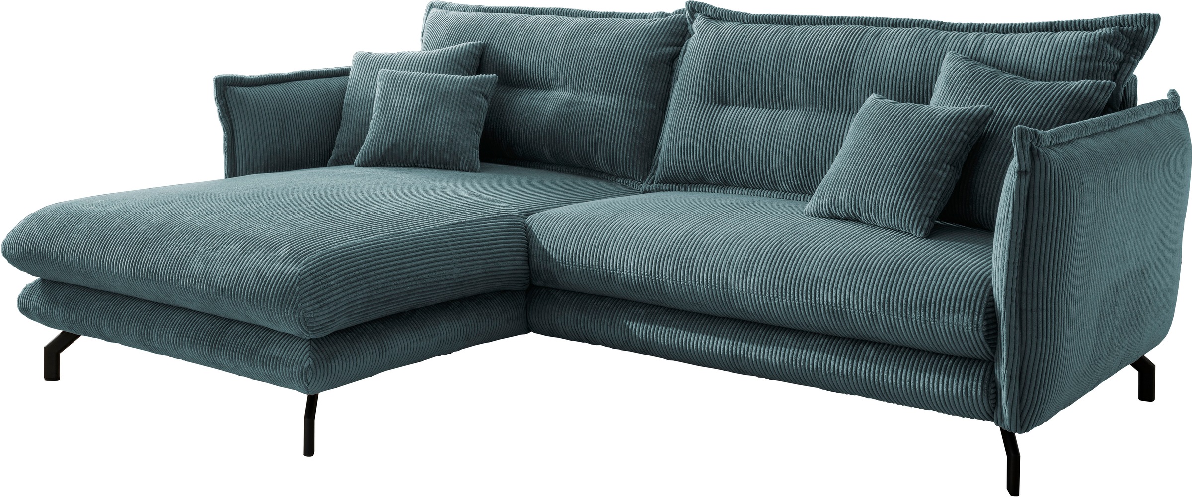 Home affaire Ecksofa »Lazio modern und bequem, schmale Armlehnen, tolle Detailverarbeitung« zwei verschiedene Fussfarben wählbar