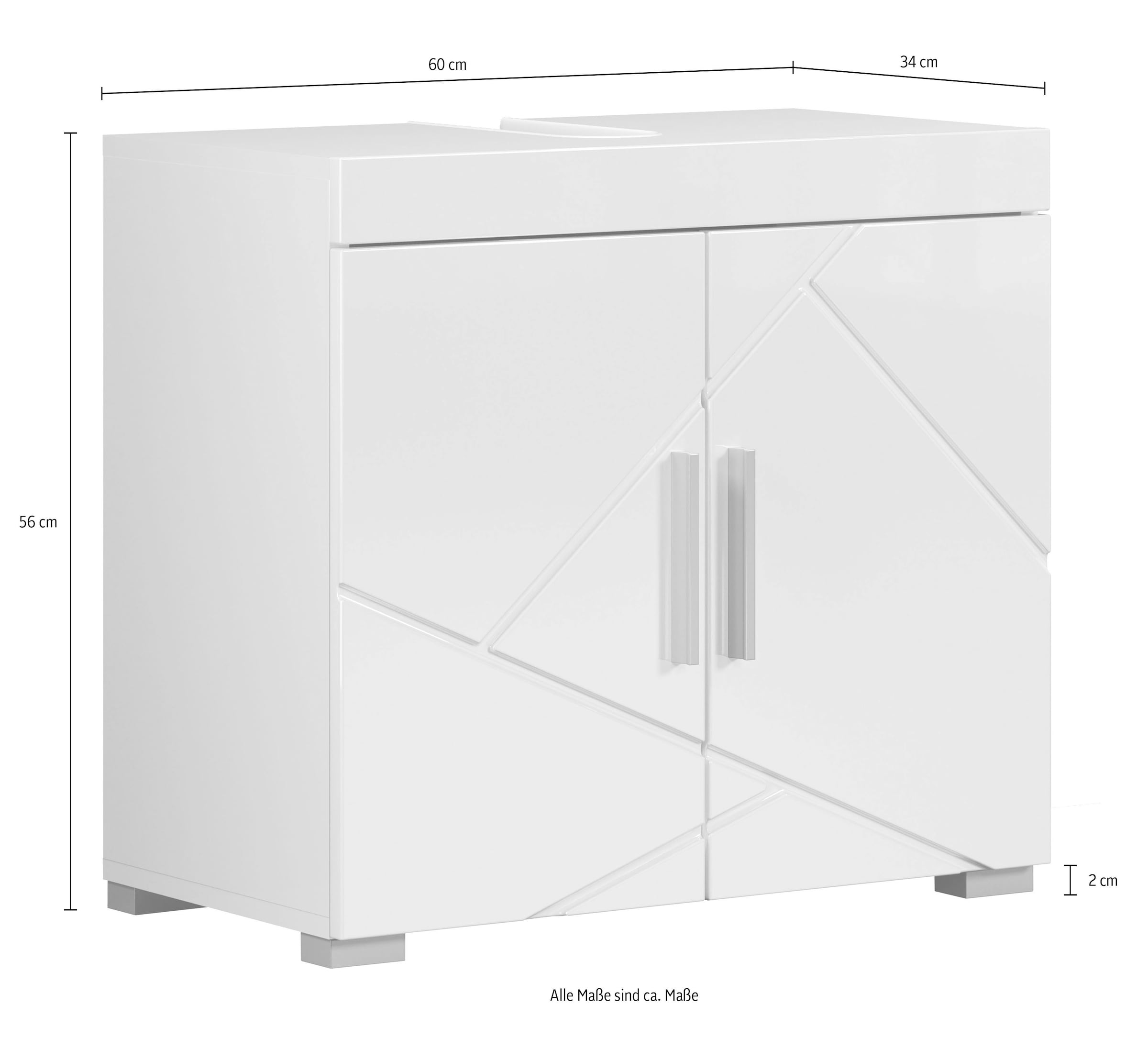welltime Waschbeckenunterschrank »Avena« 1 Stk. tlg. Waschbeckenunterschrank mit Türen & Einlegeboden – (B/T/H) 60/34/56 cm