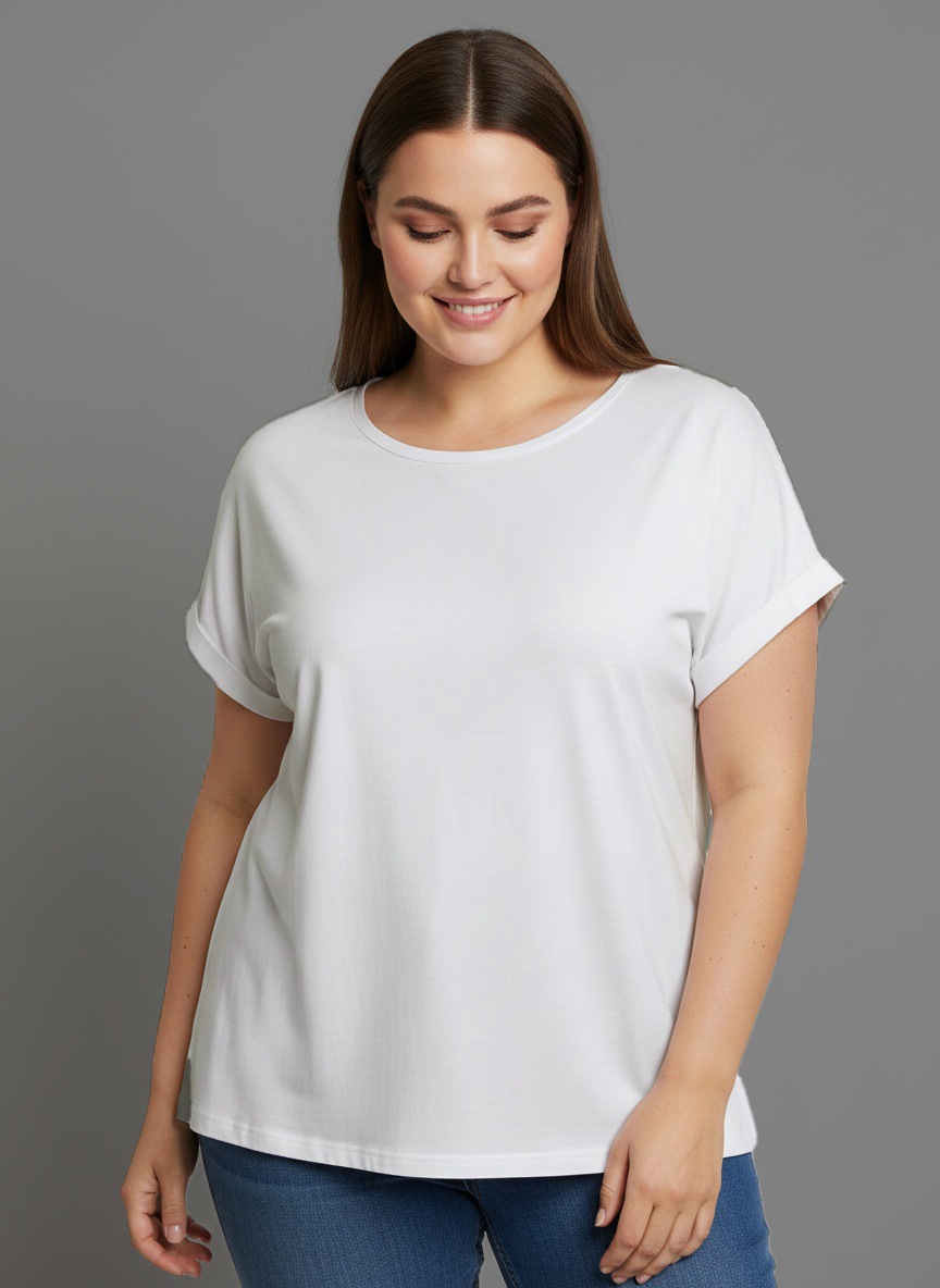 Laura Scott CURVE T-shirt 2 cuis tlg. im 2er Pack mit modischem Ärmelaufschlag - GROSSE GRÖSSEN