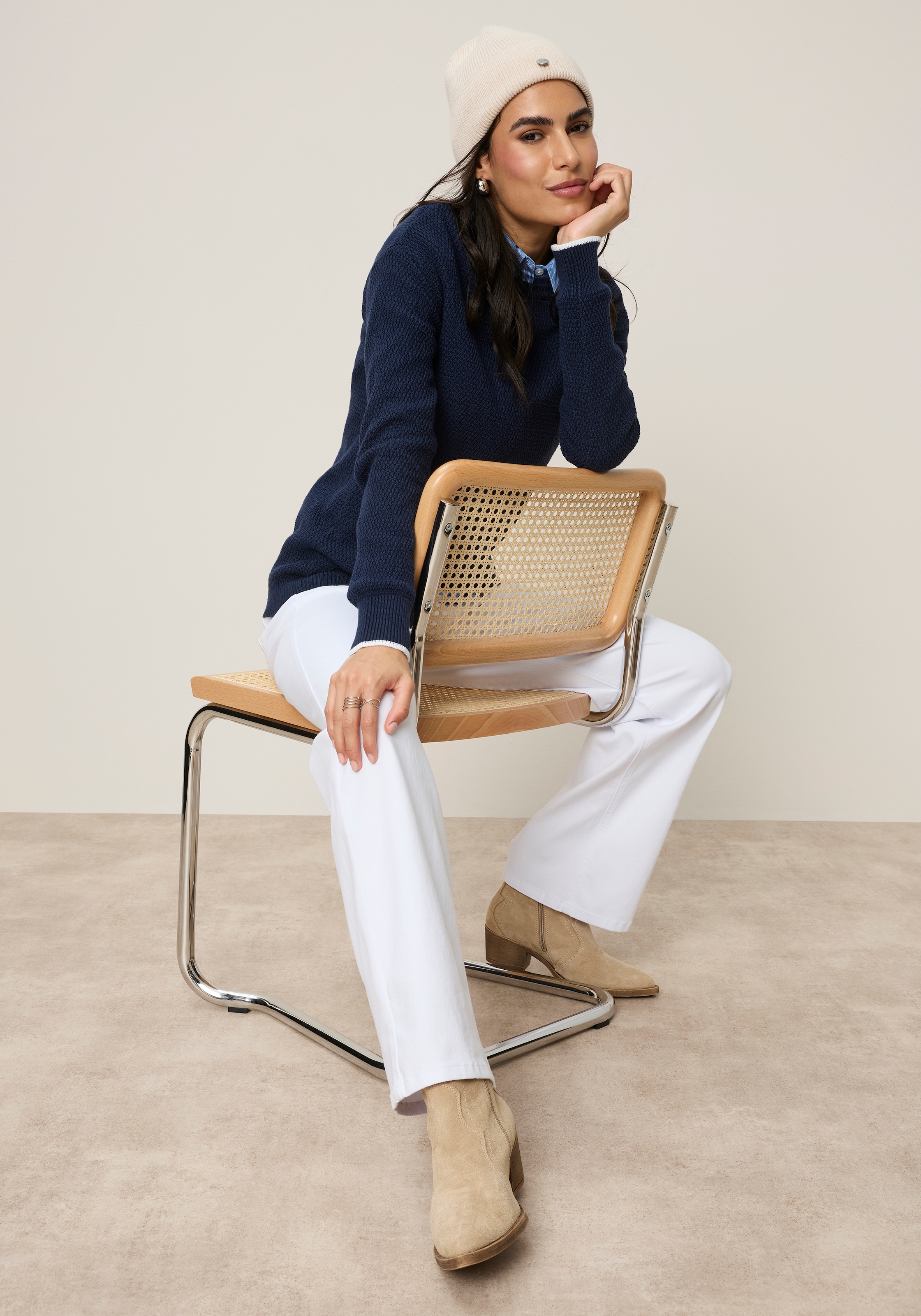 Tamaris Pull en tricot »mit dezentem Strickmuster« avec détails colorés