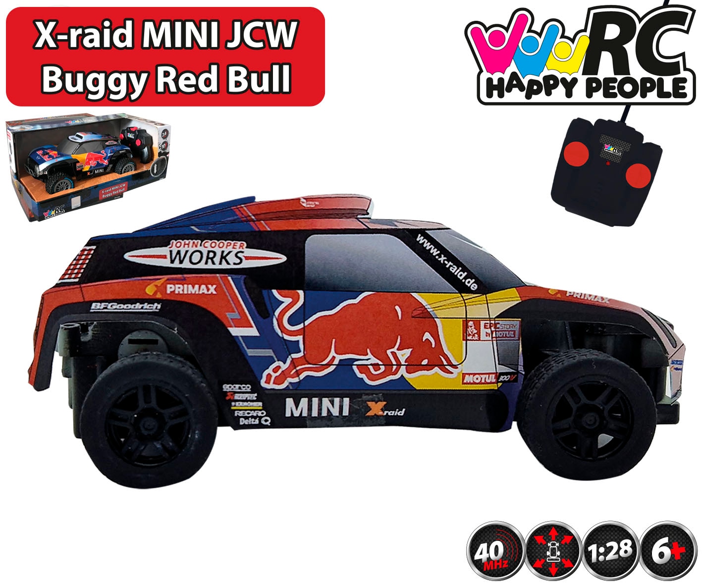 Happy People RC-Buggy »Mini Cooper JCW X-Raid Red Bull« mit Fernbedienung