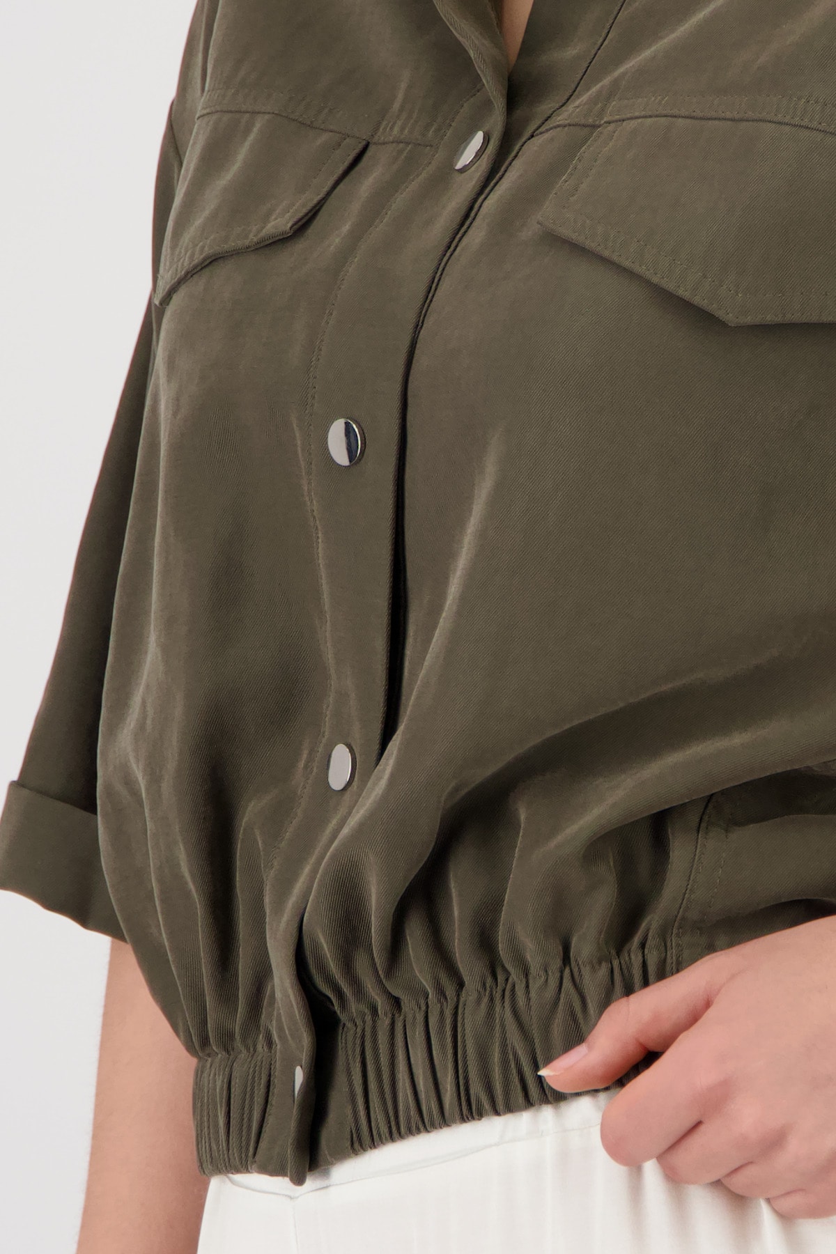 Monari Veste chemise »Jacke Modal« ohne Kapuze Regular fit mit Druckknöpfen