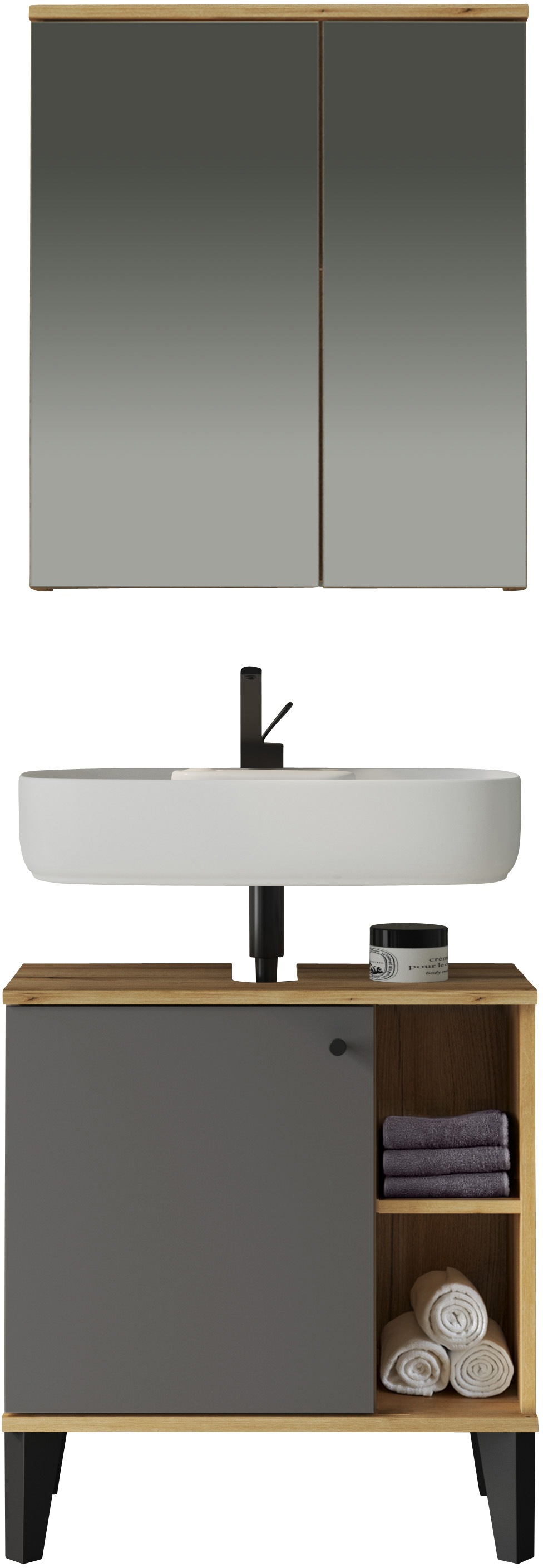 Home affaire Ensemble de meubles de salle de bain »OSLO, Bad im skandinavischen Design, 2-teiliges Badezimmer« Set, 2 cuis tlg.