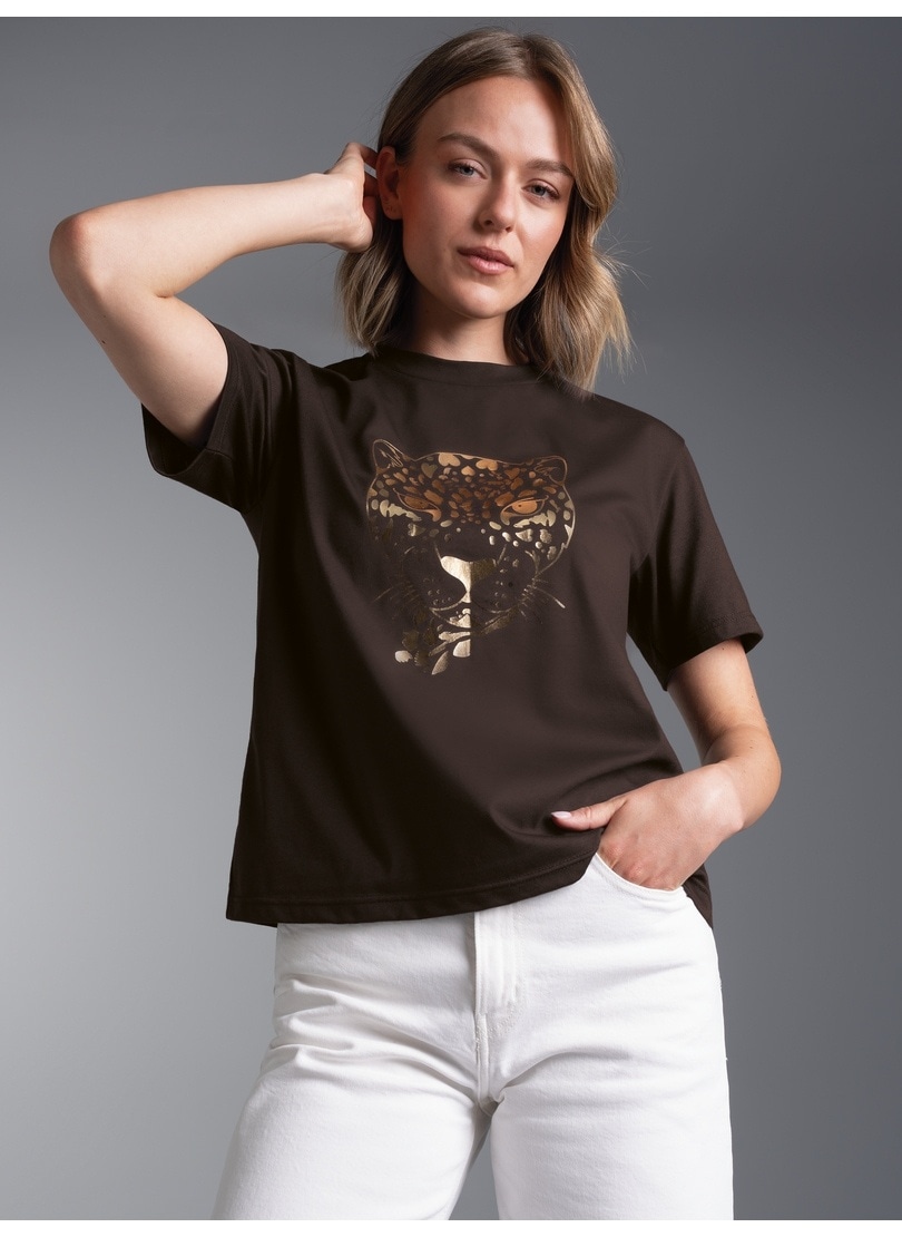 Trigema T-Shirt »TRIGEMA T-Shirt mit Leopoarden Print in Goldoptik« 1