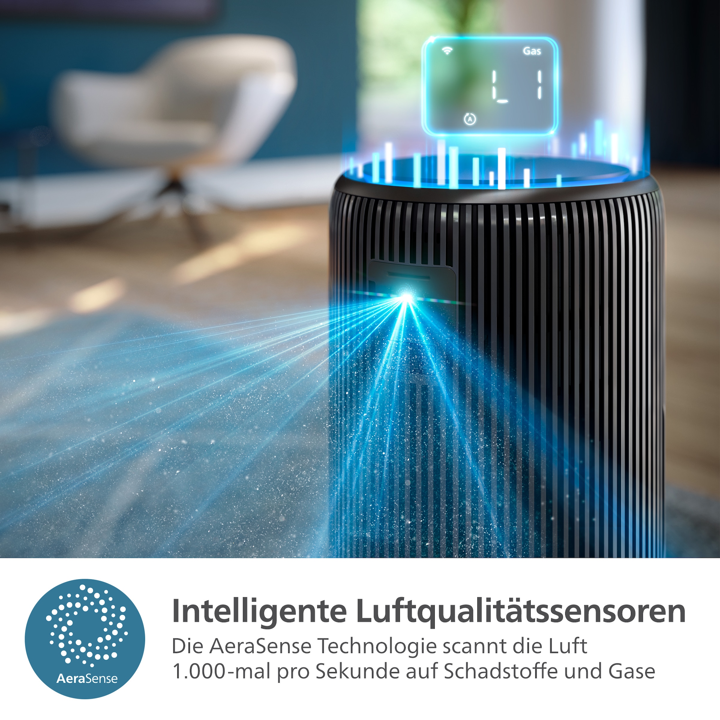 Philips Purificateur d'air »AC4221/11 PureProtect Pro 4200 Series, Luftreinigungsrate 600 m³/h« für 156  m² Räume 4-Schichten-HEPA-Filtersystem, leise