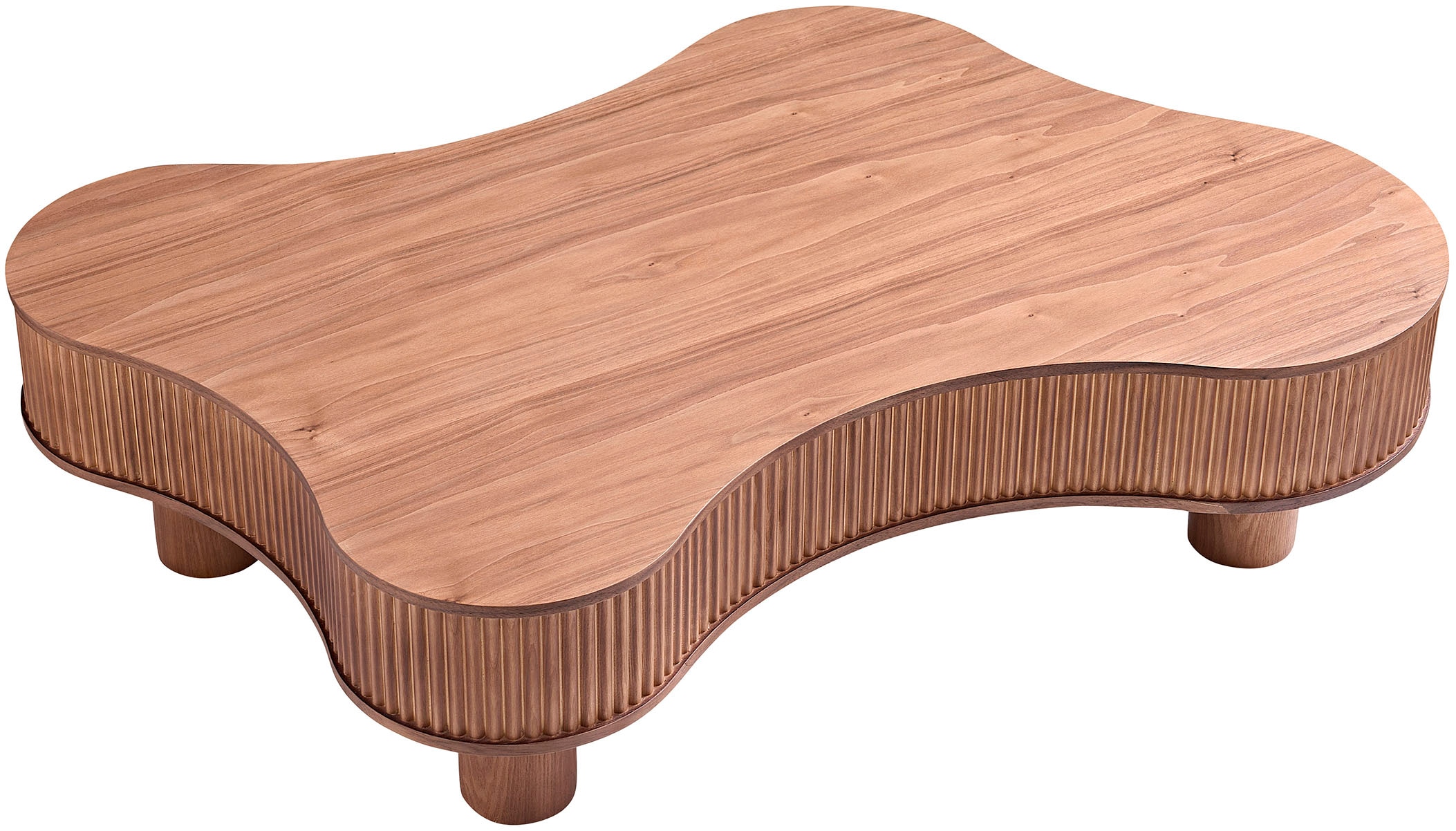 SalesFever Couchtisch »Wohnzimmertisch organisch mit Massivholz-Lamellen 115 x 75 cm« 1 Stk. tlg. Stilvoller & moderner Holztisch mit Echtholzfurnier