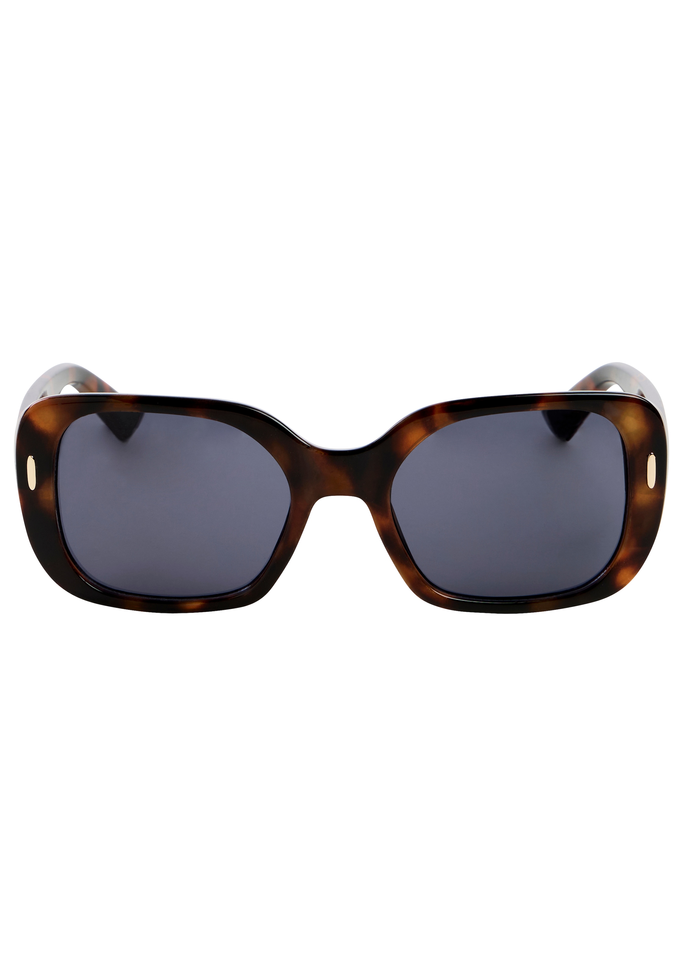Laura Scott Lunettes de soleil »mit goldfarbenen Metalldetail am Bügelansatz« braun gemusterter Vollrandrahmen, graue Gläser mit hohem Blendschutz