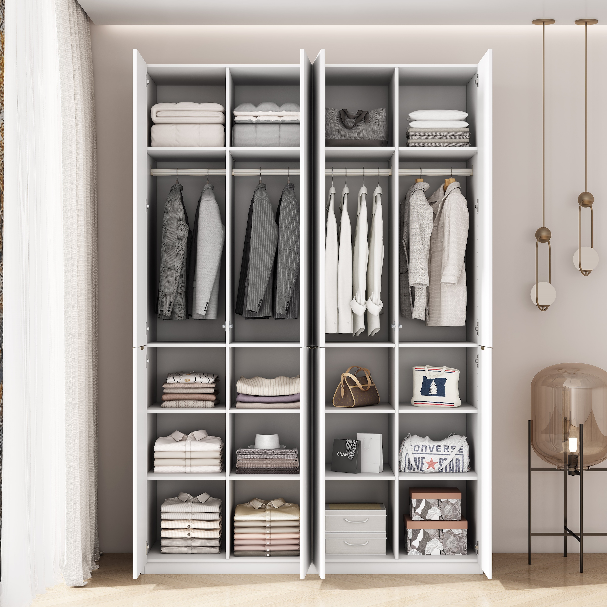 GOODproduct Kleiderschrank »Jorella Schlafzimmerschrank Garderobe mit Softclose« eleganter Schlafzimmerschrank Rillendesign Trend Breite 161cm