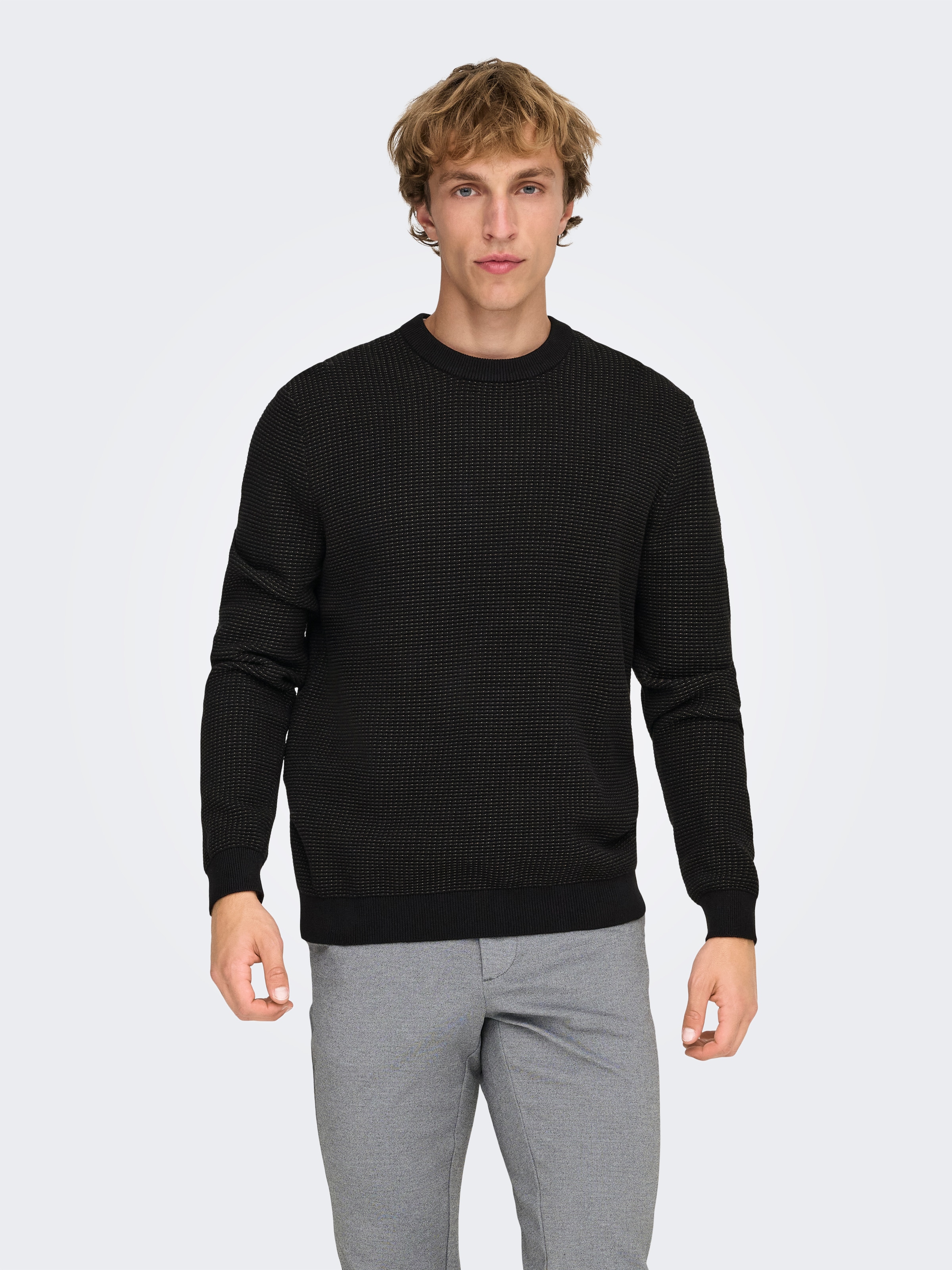 ONLY & SONS Strickpullover »ONSDAVE REG LS CREW NECK KNIT NOOS« Baumwolle, regular fit