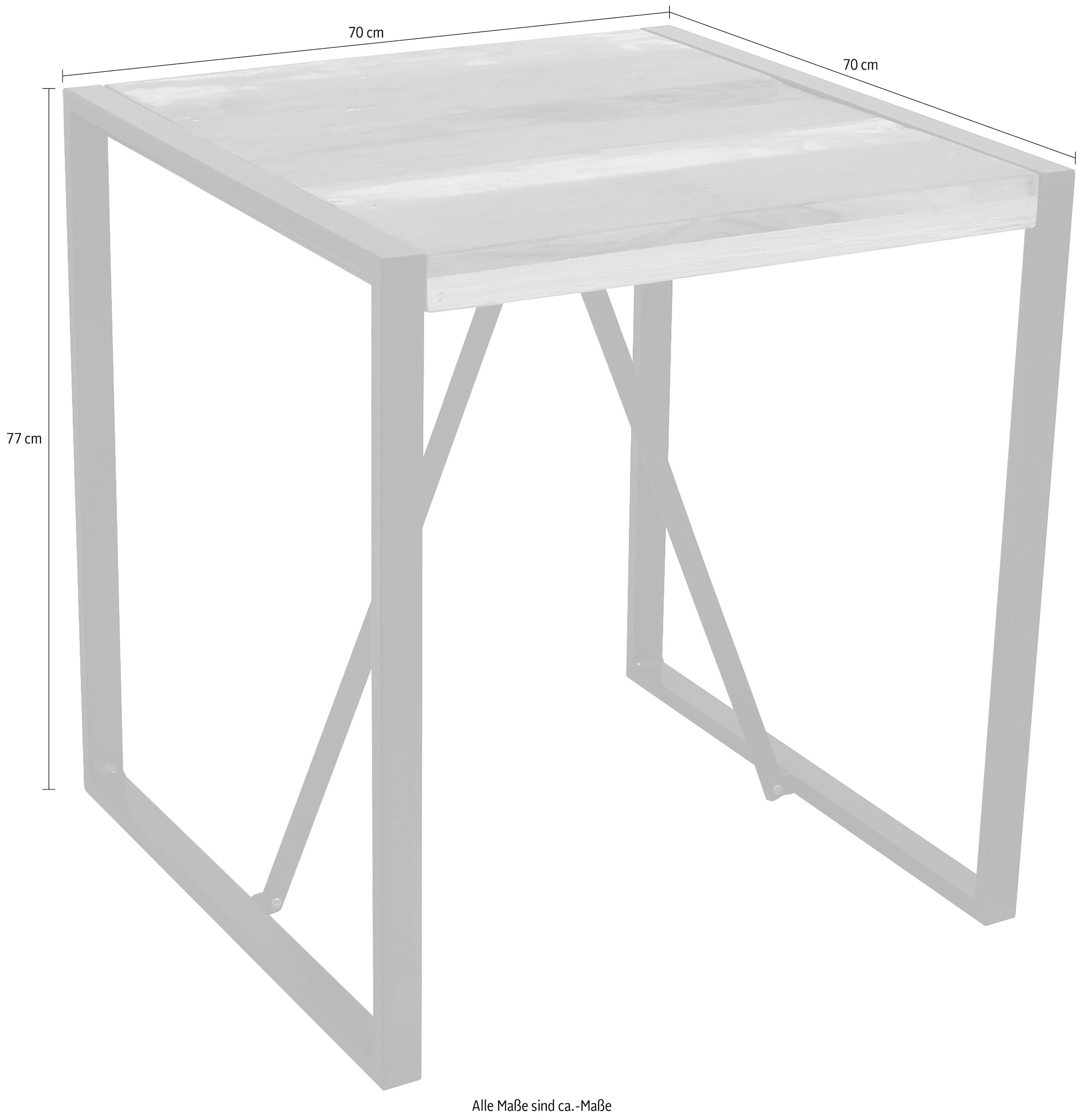 SIT Esstisch »70x70 cm Altholz Massivholz Metall Industrial Design« Quadratischer Esstisch aus Altholz & Metall im Industrial Stil