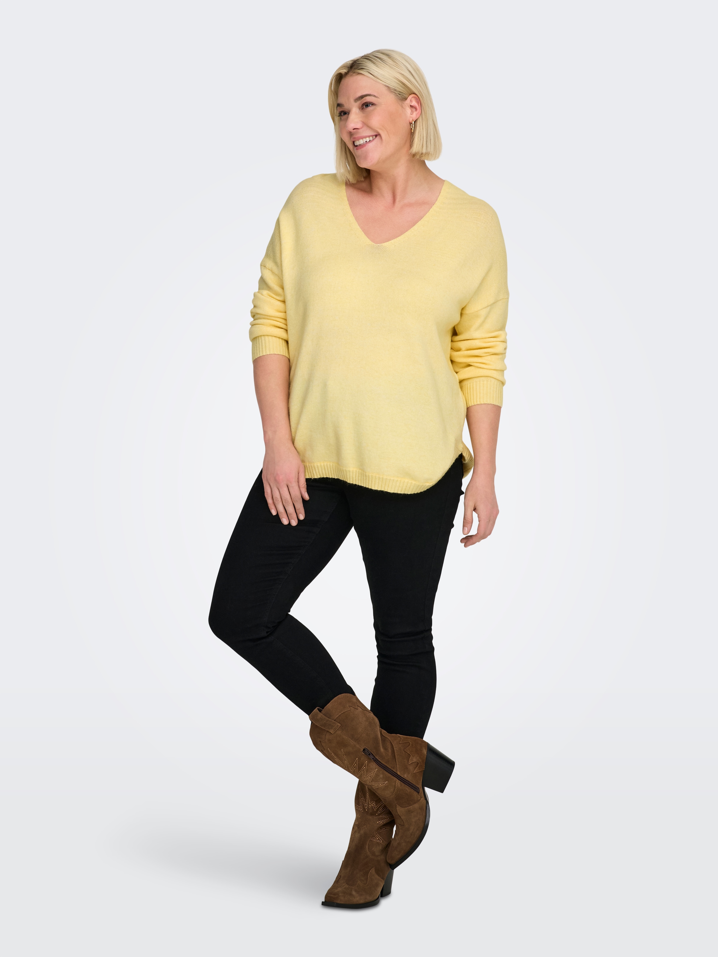 ONLY CARMAKOMA Pull col V »CARMARGARETA LS PULLOVER KNT NOOS« Viskosemischung, regular fit