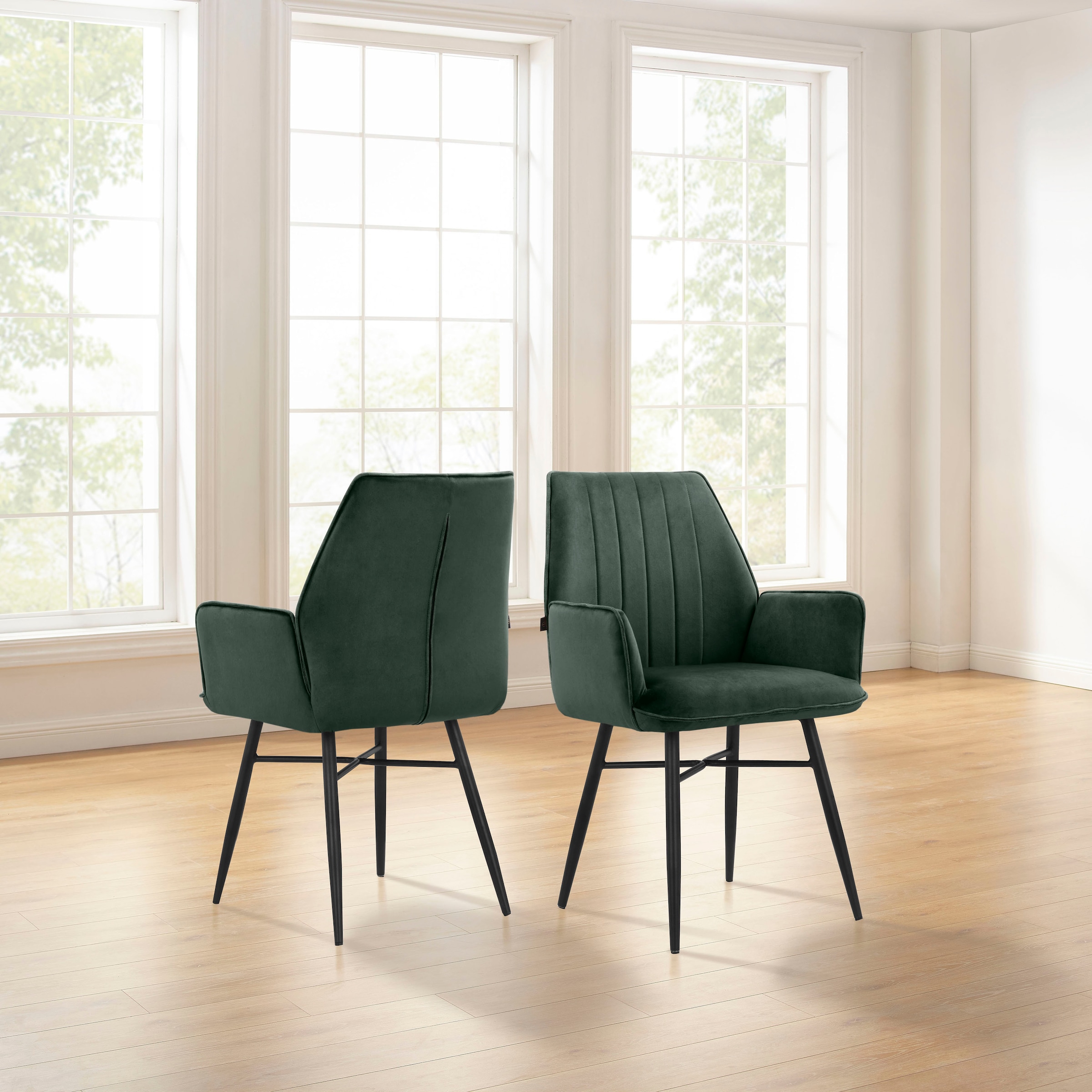 Leonique Chaise de salle à manger »Hrodwyn« () 2 cuisSitz gepolstert, mit horizontale Nähten am Rücken, Sitzhöhe 52 cm