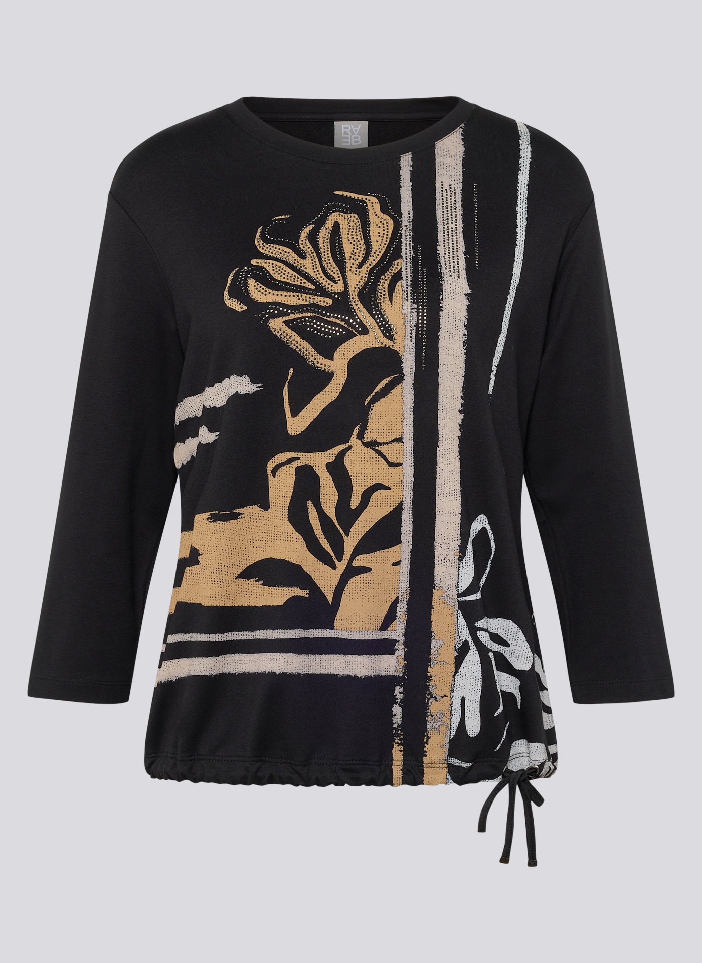 Rabe 3/4-Arm-Shirt mit Frontprint und Nieten