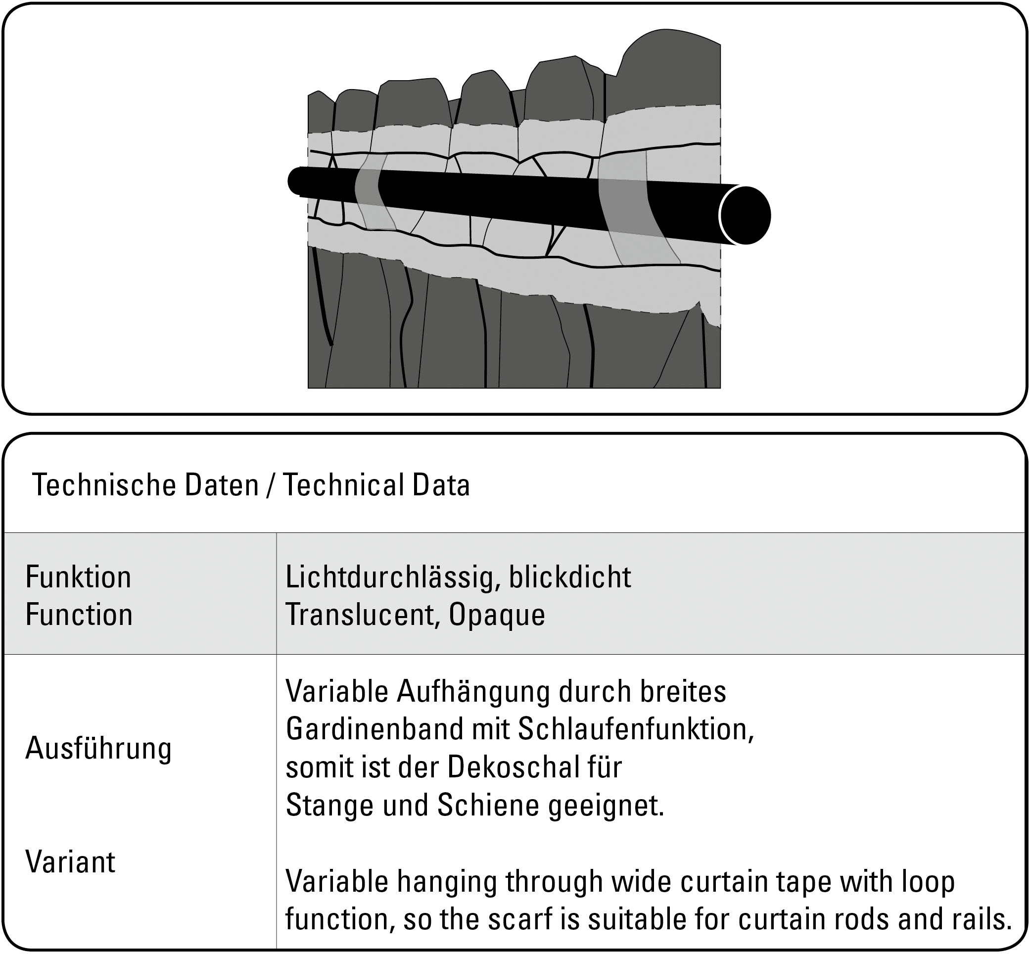 Sehlbach Gardine »Schal Rankenblätter« Schlaufen 1 Stk. tlg. mit Gardinenband und verdeckten Schlaufen