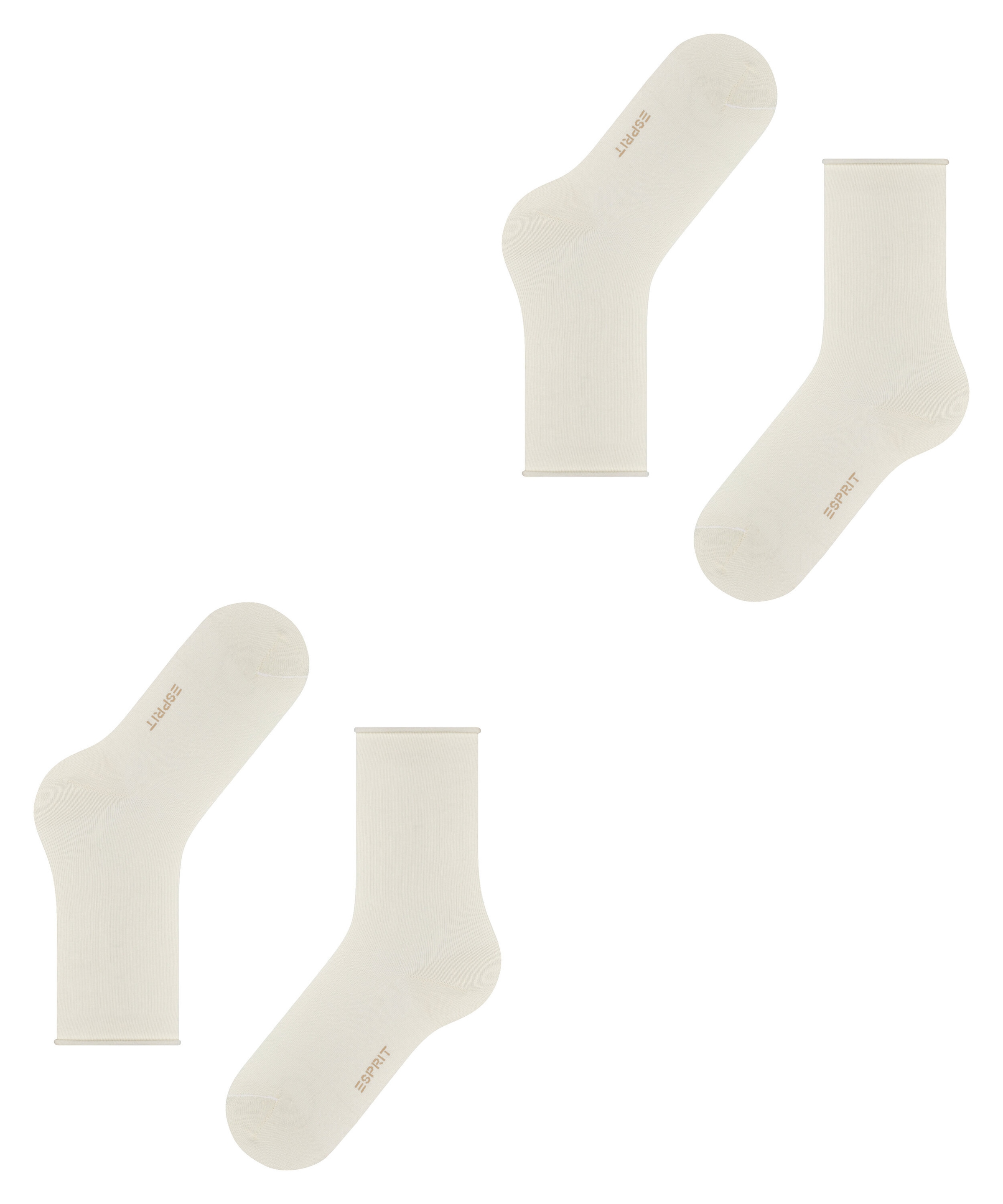 Esprit Socken »Basic Pure« 2 Paar, 2 Paar tlg. ohne einschneidendes Bündchen, Basic-Socke, Uni-Strümpfe atmungsaktiv