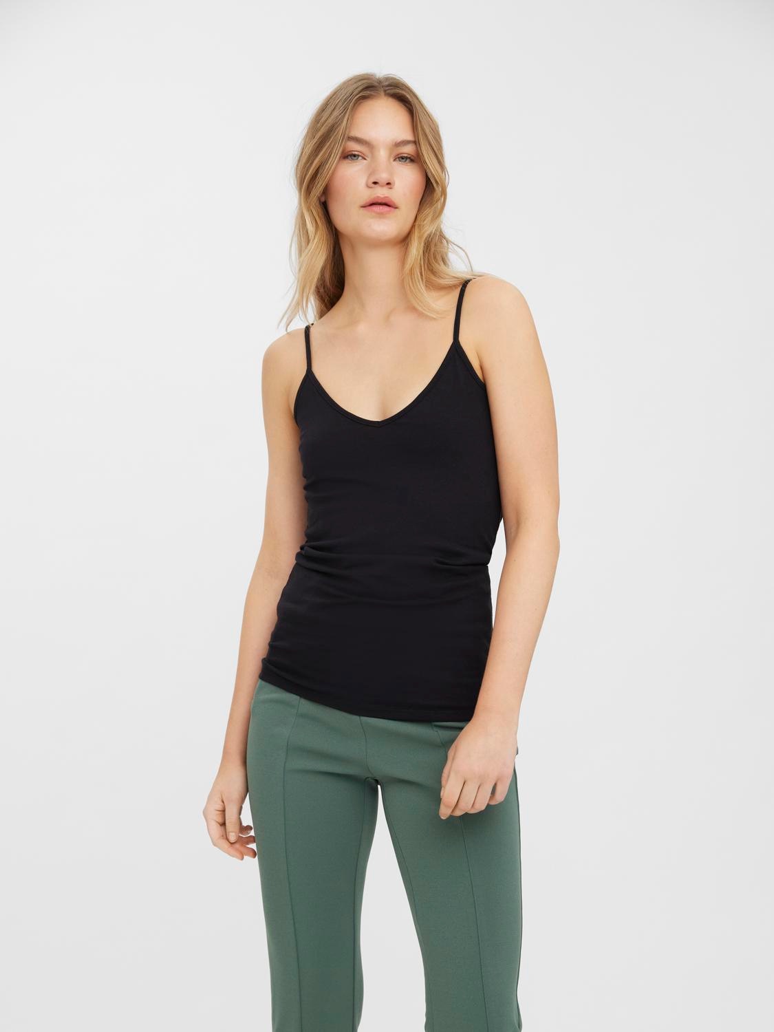 Vero Moda Top à bretelles spaghetti »VMMAXI MY SOFT V SINGLET 2PACK« pack de 2, 2 Mélange de coton, coupe slim