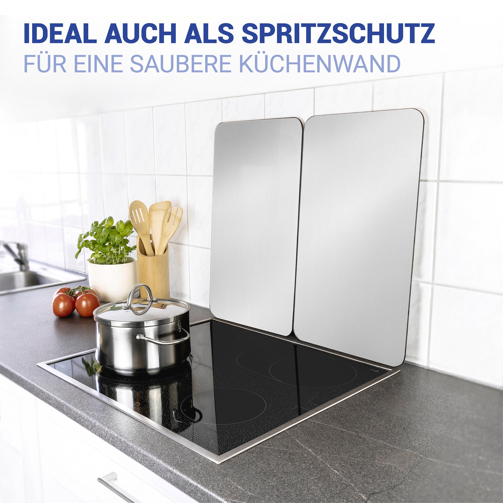 WENKO Herd-Abdeckplatte »Universal Modell Silber« Herdabdeckung für alle Herdarten, kratzfest, mit rutschfesten Füssen