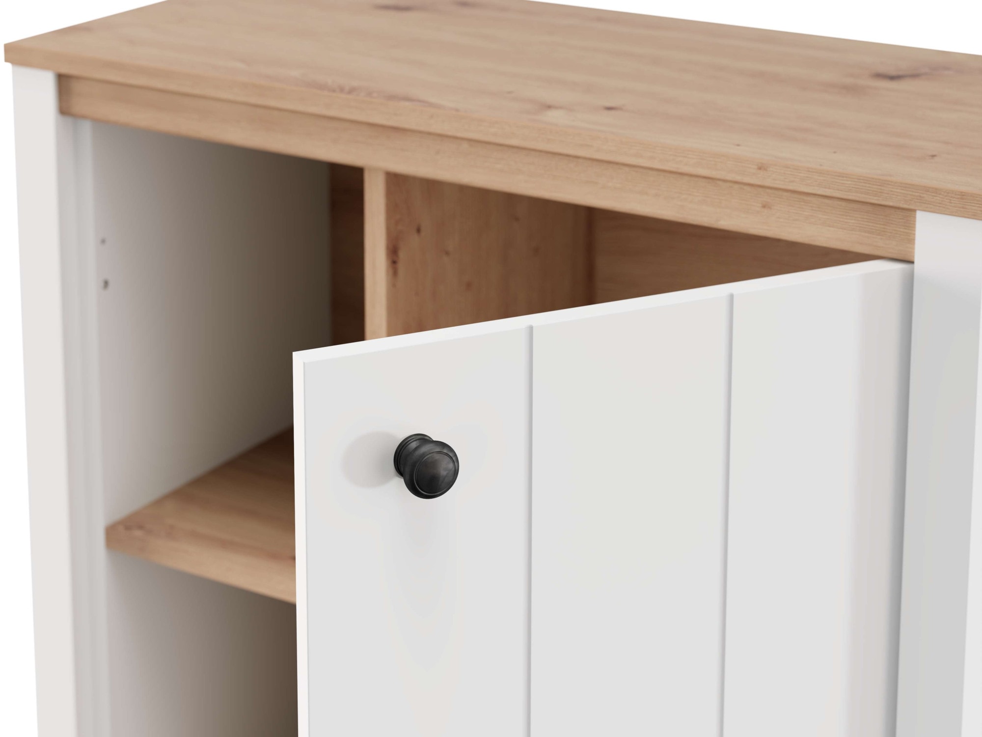 Home affaire Buffet haut »BEDFORD, Hochkommode, Vitrine, Glasvitrine, Kombi-Highboard« Profil MDF 2D recouvert, marquage à chaud