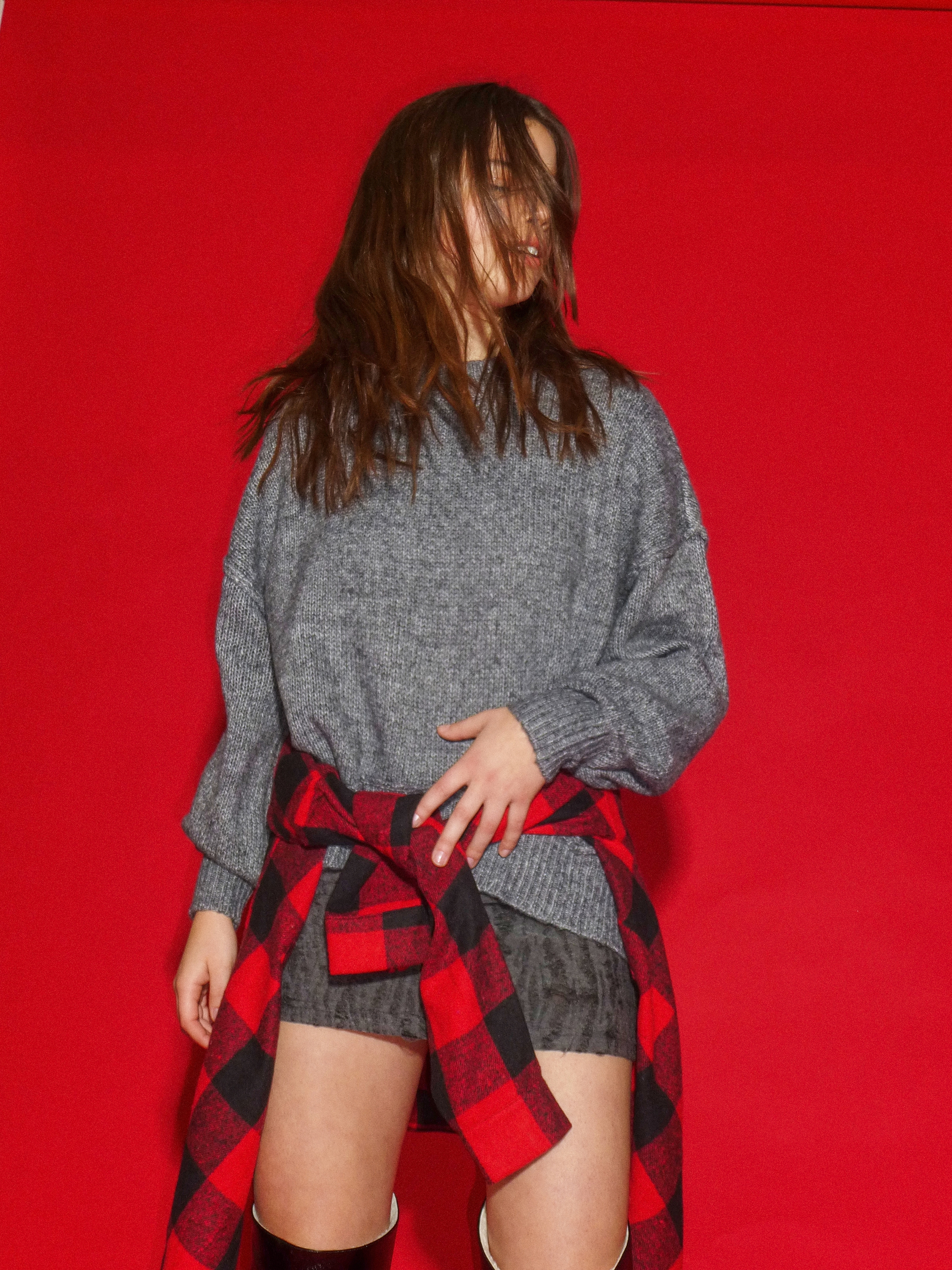 Noisy may Pull en tricot »NMLUISA L/S O-NECK KNIT NOOS« mélange de matériaux, coupe ample, avec laine