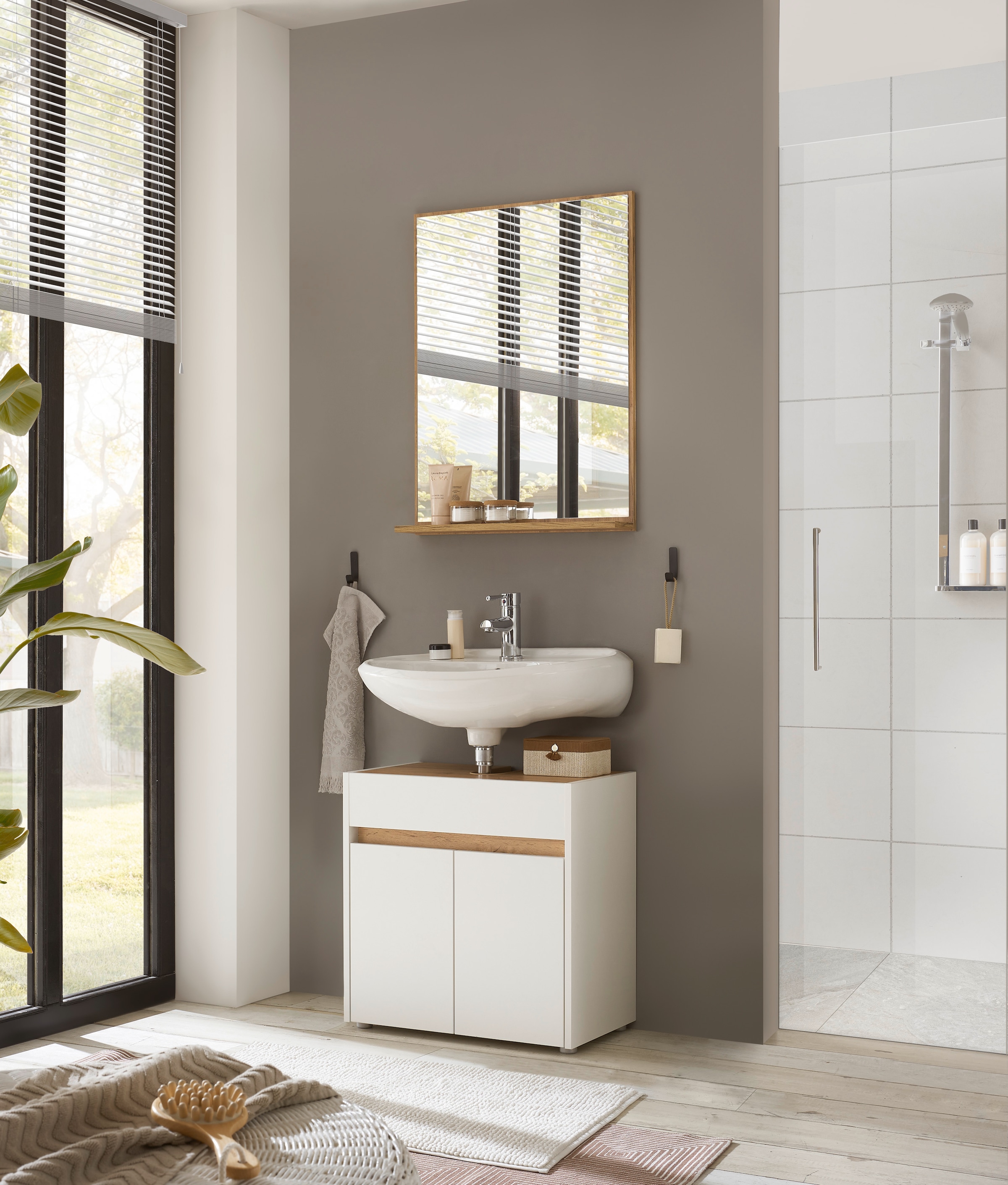 INOSIGN Miroir de salle de bain »CITY/GIRON, Spiegel in Wotan Eiche, Wandspiegel im zeitlosen Design« mit Ablagefläche, 60 cm breit