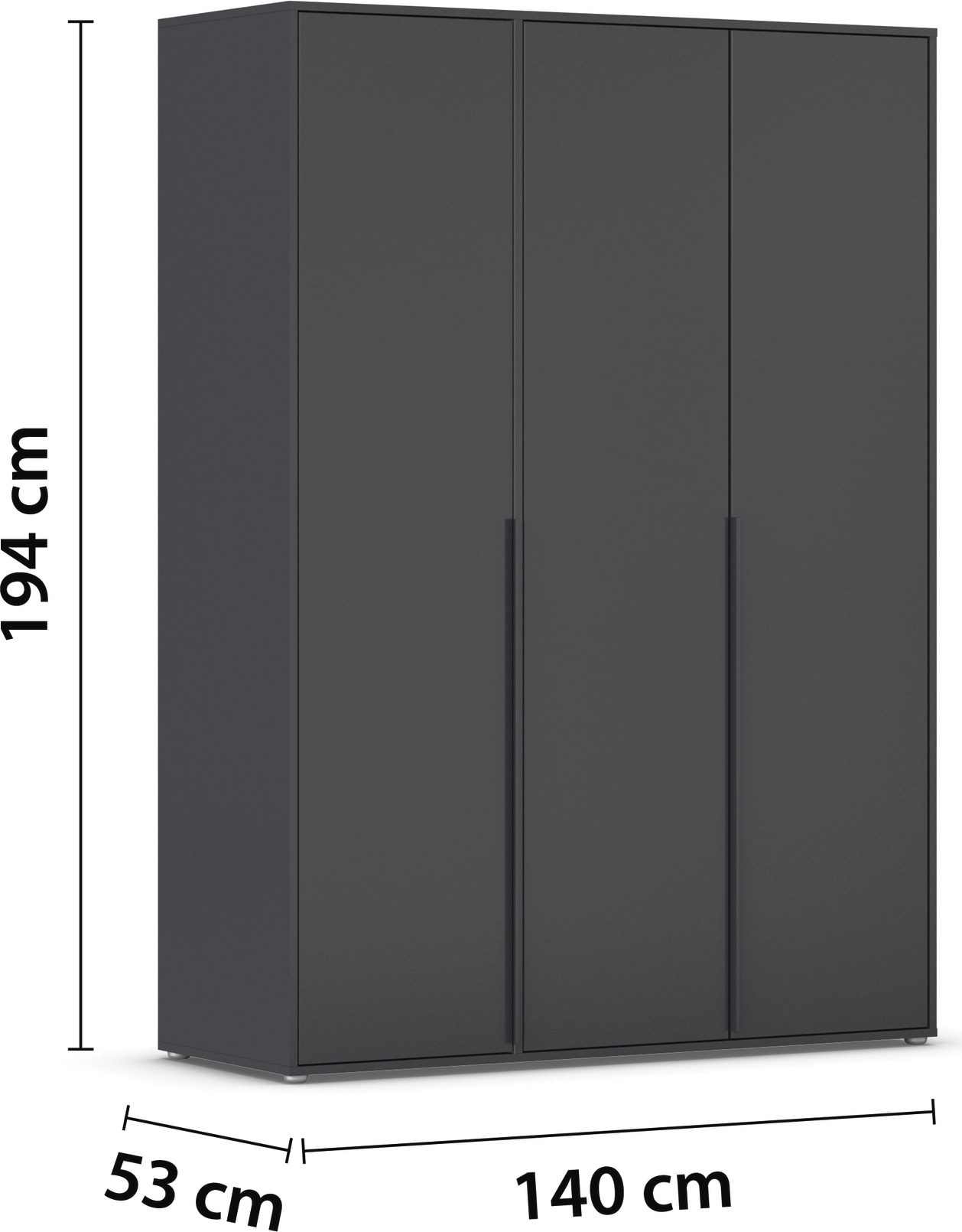 rauch Drehtürenschrank »Kleiderschrank Schrank Garderobe Wäscheschrank NAGATA viel Stauraum« in 3 verschiedenen Ausstattungen BASIC/CLASSIC/PREMIUM,  mit modernen Stangengriffen in Graumetallic TOPSELLER MADE IN GERMANY