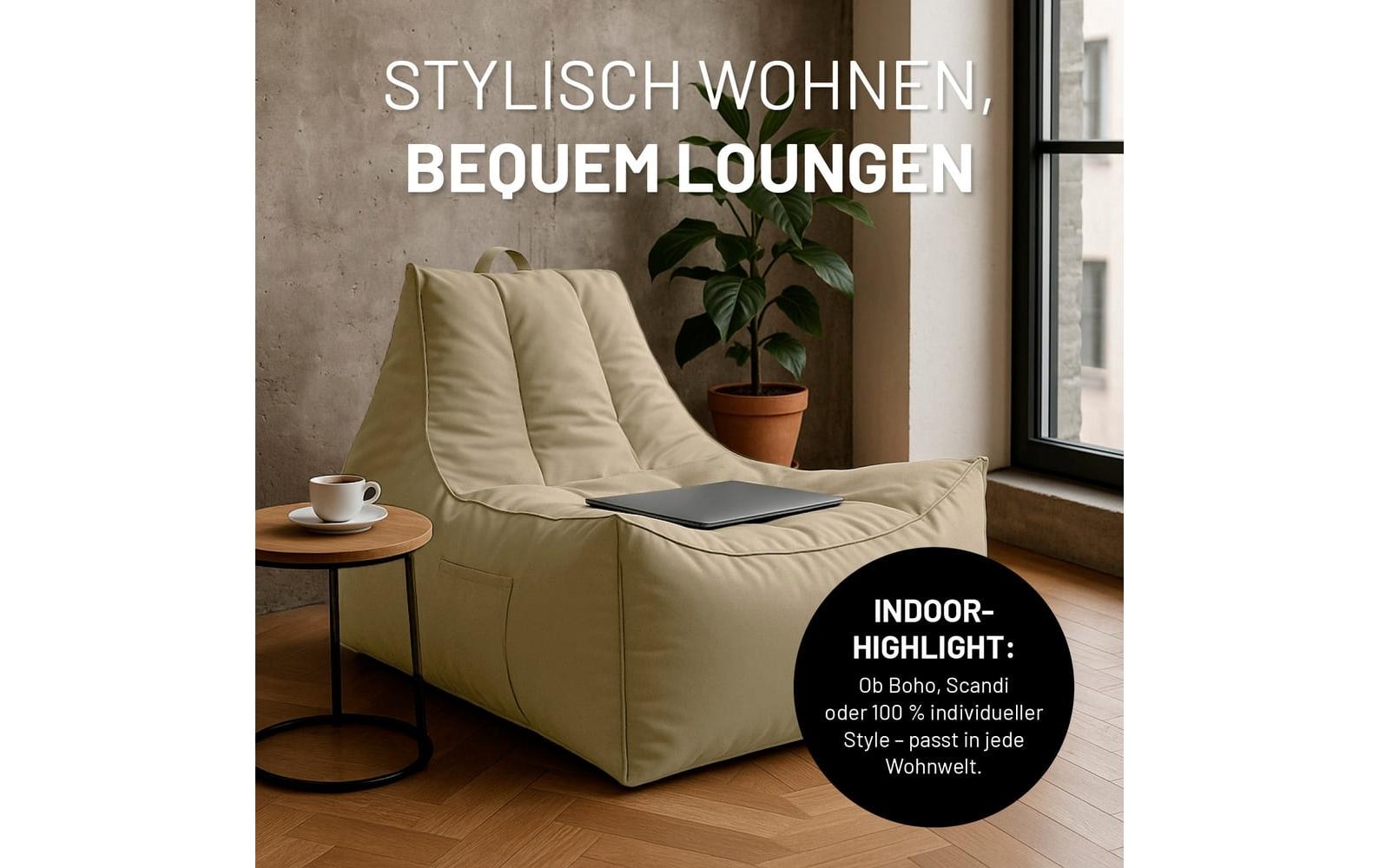 Lumaland Pouf »Lounge mit Flaschenhalter 380 l«