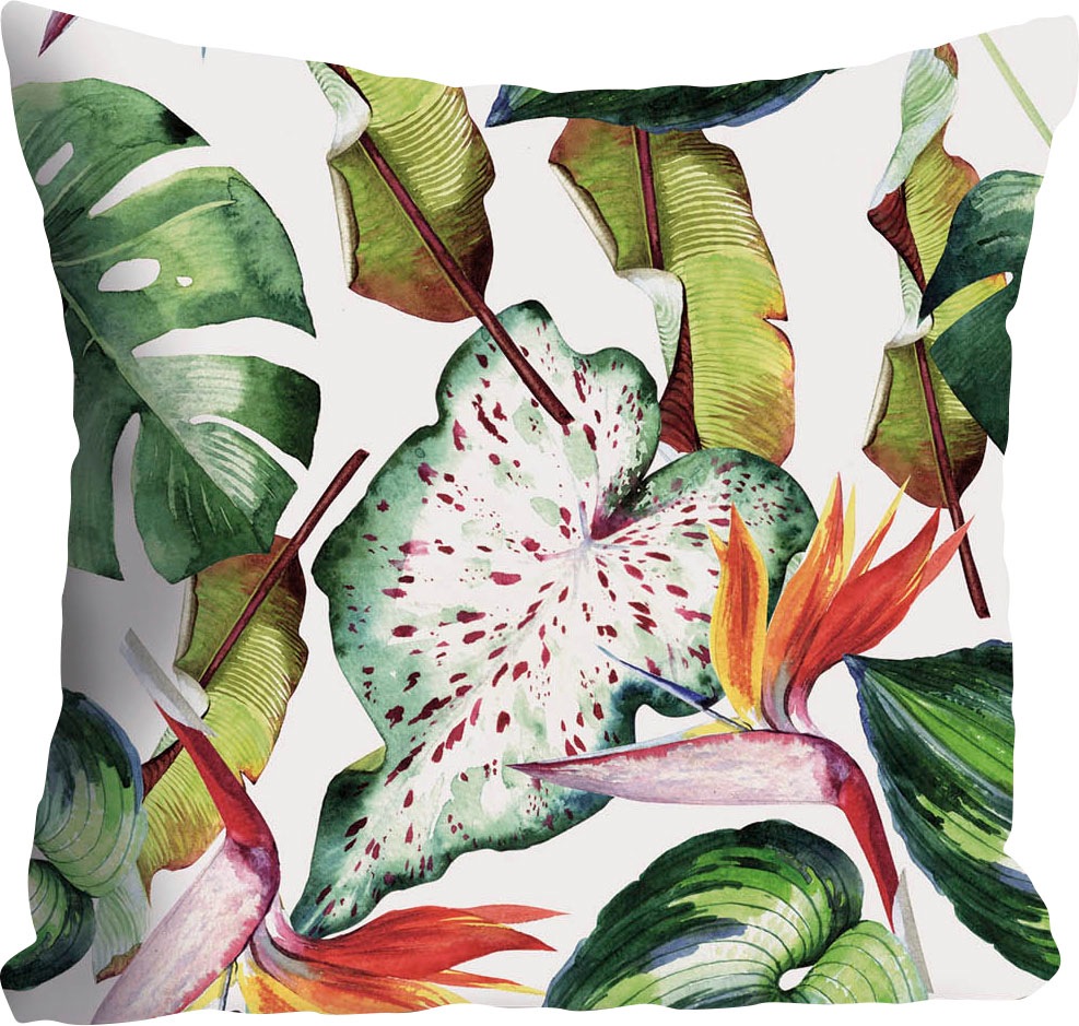 queence Dekokissen »Noah« Kissenhülle,tropische Blätter,Grün,Exotisch,Dschungel,Pflanzenmuster