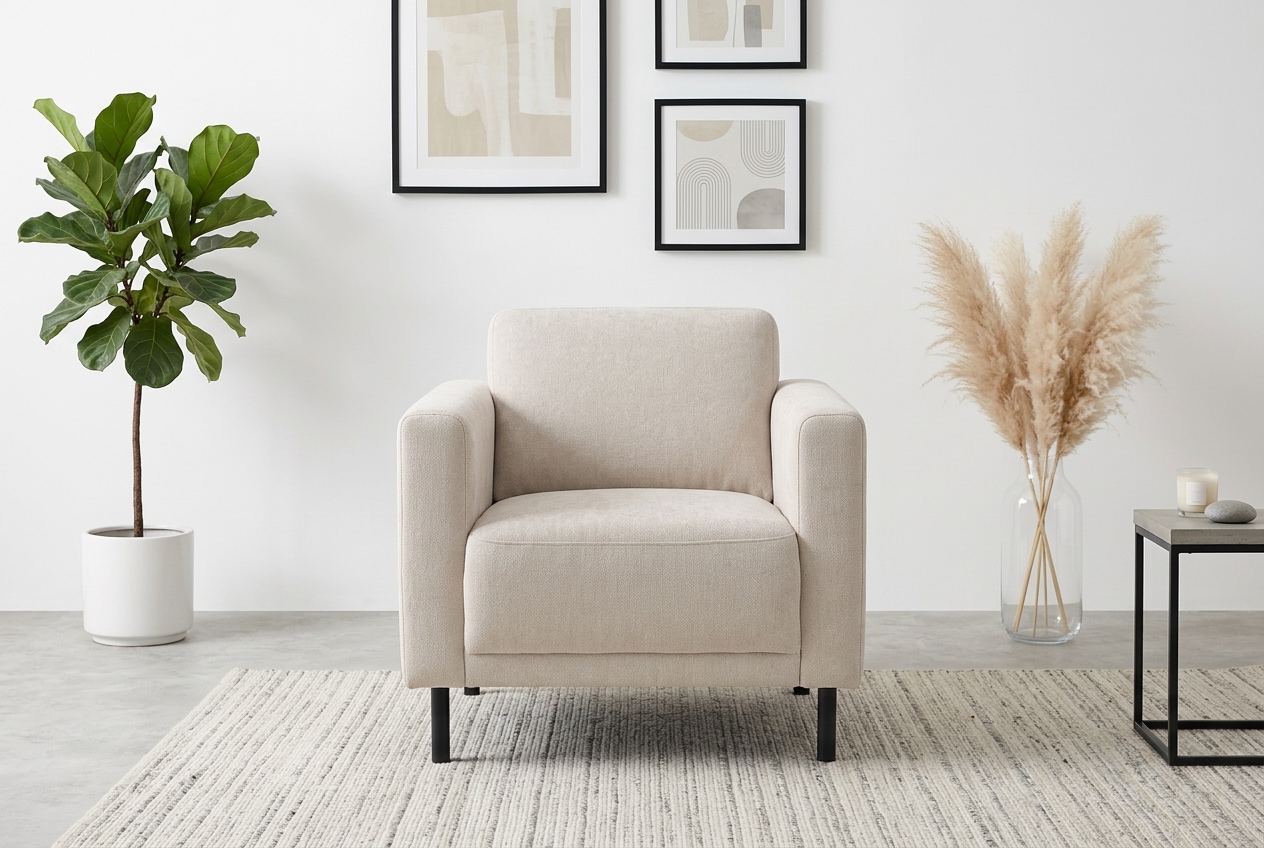 GOODproduct Sessel »Sveeva, Breite 78 cm, schwarze Metallfüsse« langlebiger Strukturstoff, viele Farben zur Auswahl
