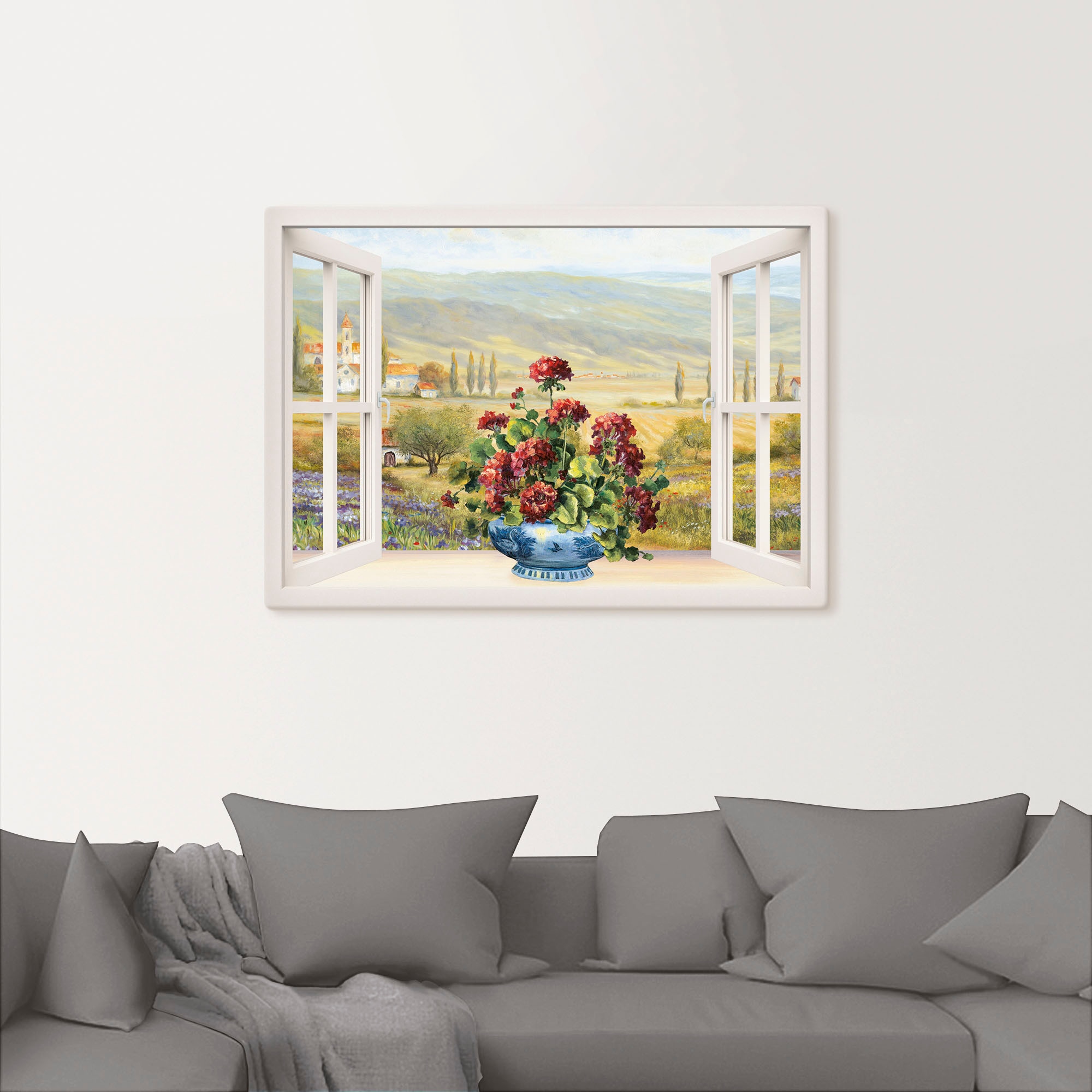 Artland Tableau sur toile »Blumenbouquet am weissen Fenster« 1 cuis tlg. auf Holzrahmen gespannt
