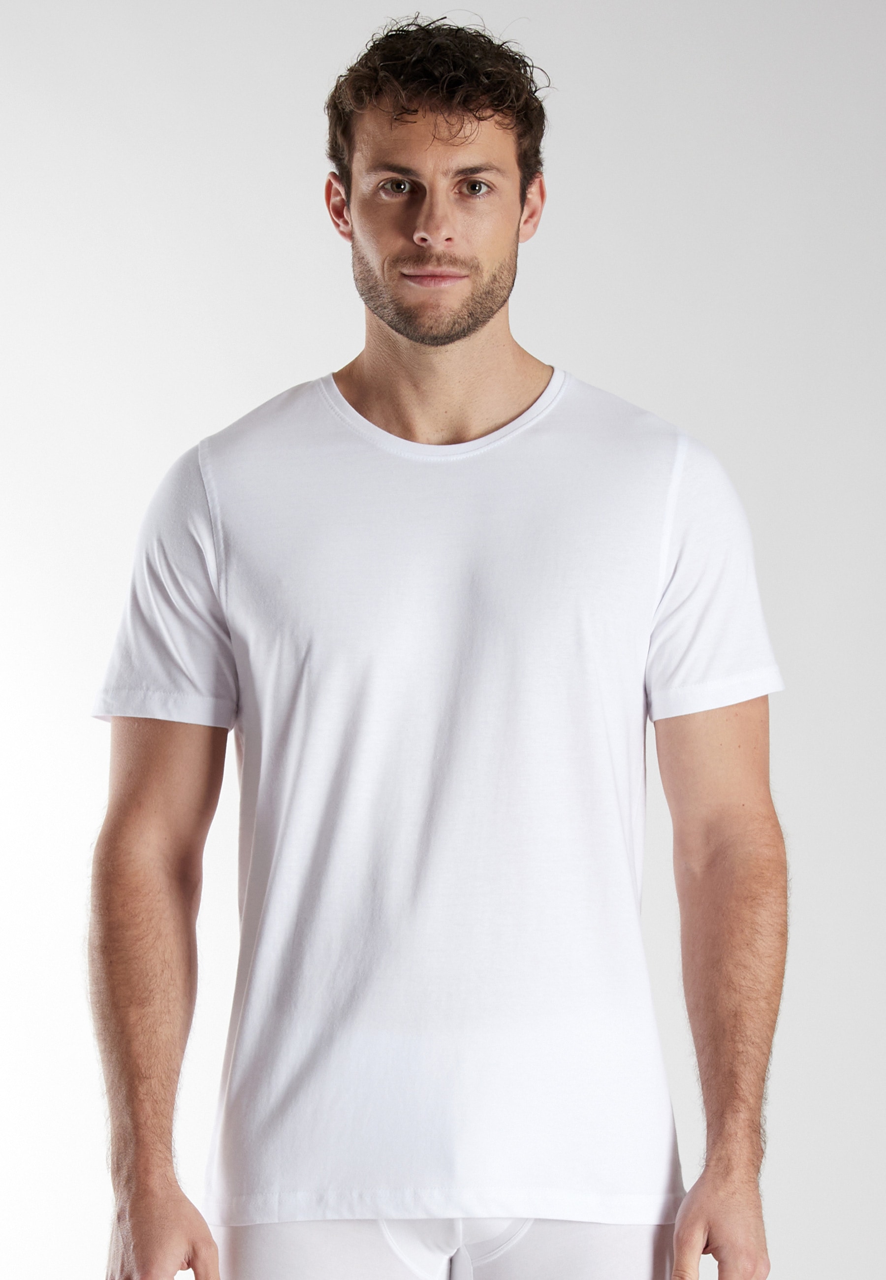 bugatti T-shirt »Bari« 2er Pack,  Rundhalsausschnitt, Kurzarm, basic, Baumwolle, weich, bequem