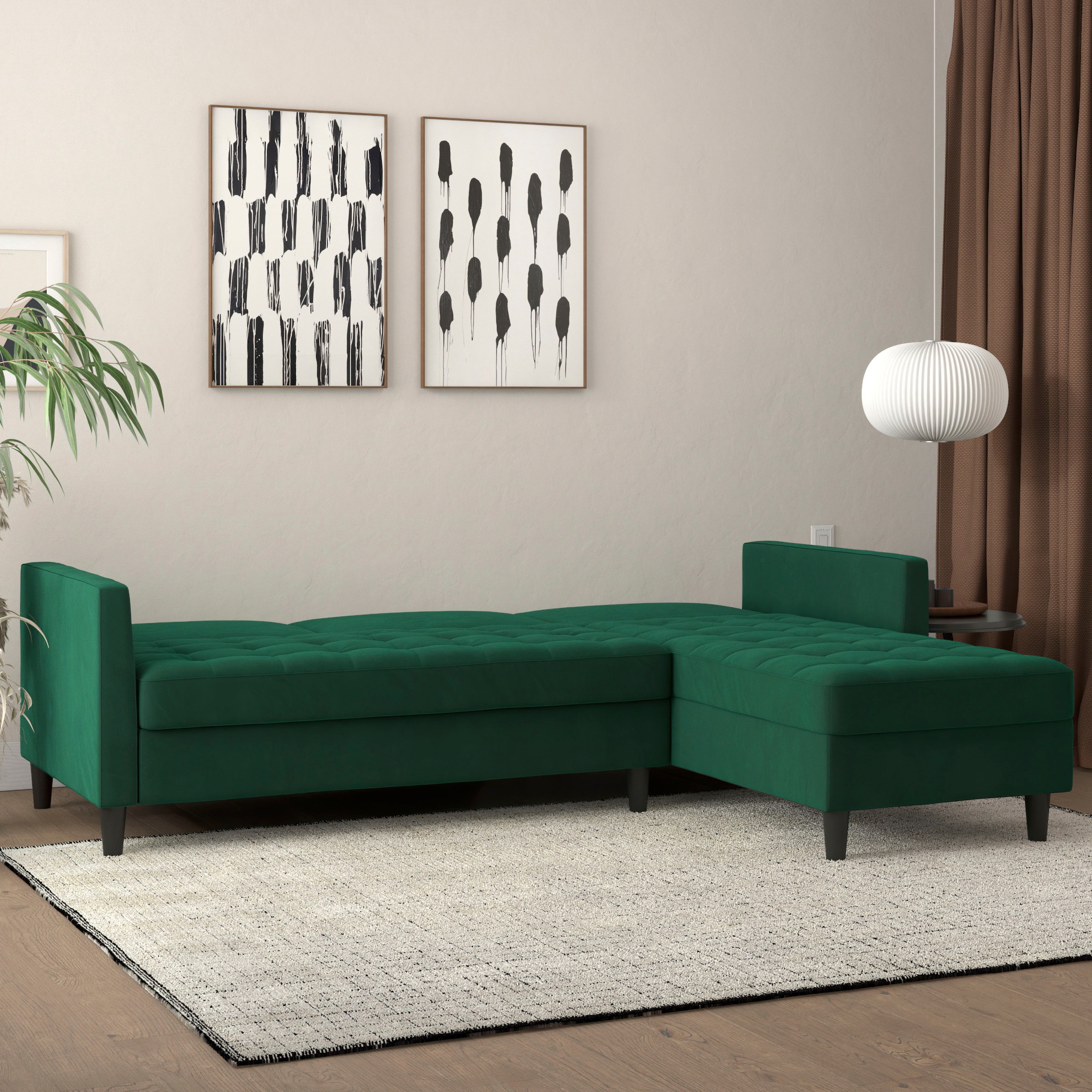 Dorel Home Ecksofa »Presley, L-Form,« Ecksofa mit Bett-Funktion und Stauraum, verstellbare Rückenlehne