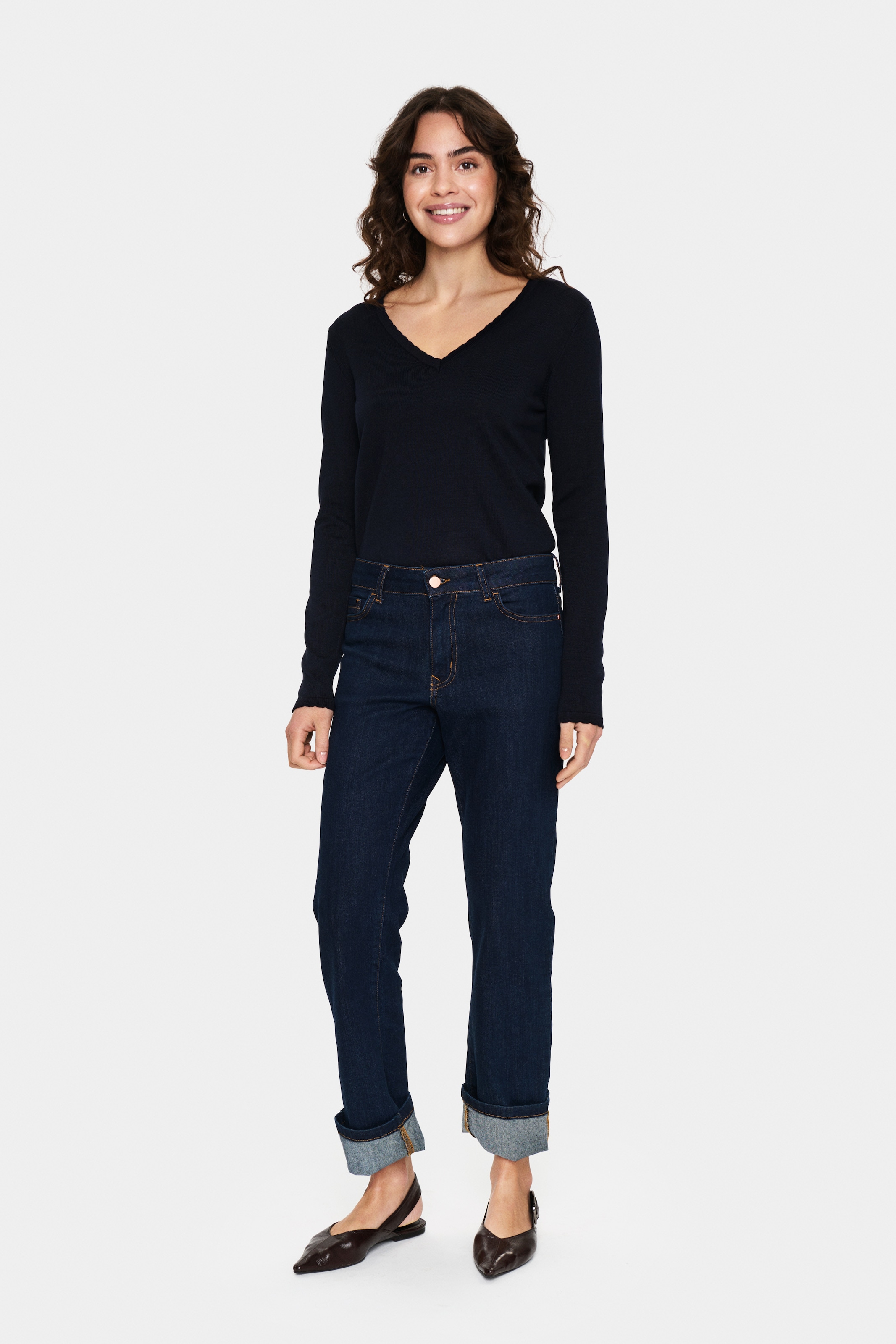 Saint Tropez Pull en tricot »MilaSZ LS V-Neck Pullover« Mélange de viscose, coupe régulière