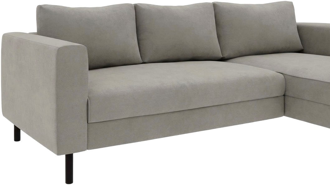 TRENDMANUFAKTUR Ecksofa »Amazing II, wahlw. mit Schlaffunktion & Bettkasten, Fuss schwarz« Recamiere beidseitig montierbar, L-Form,in Cord o. Struktur, B: 232 cm