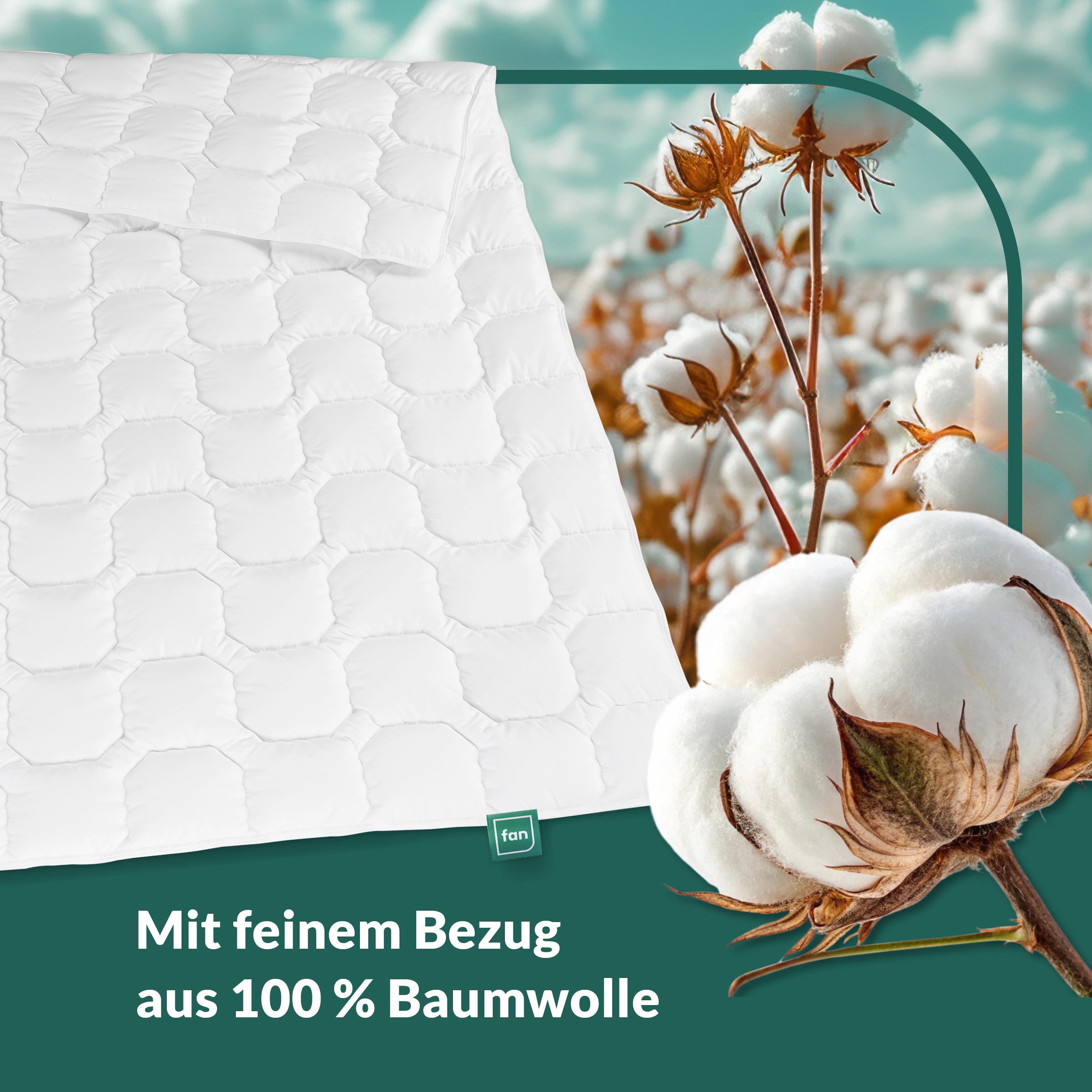 fan Baumwollbettdecke »Kansas, Bettdecken für Sommer und Winter, Decke« leicht Füllung 100% Baumwolle 1 Stk. tlg. Bettdecke 135x200 cm, 155x220 cm und weiteren Grössen, Made in Germany