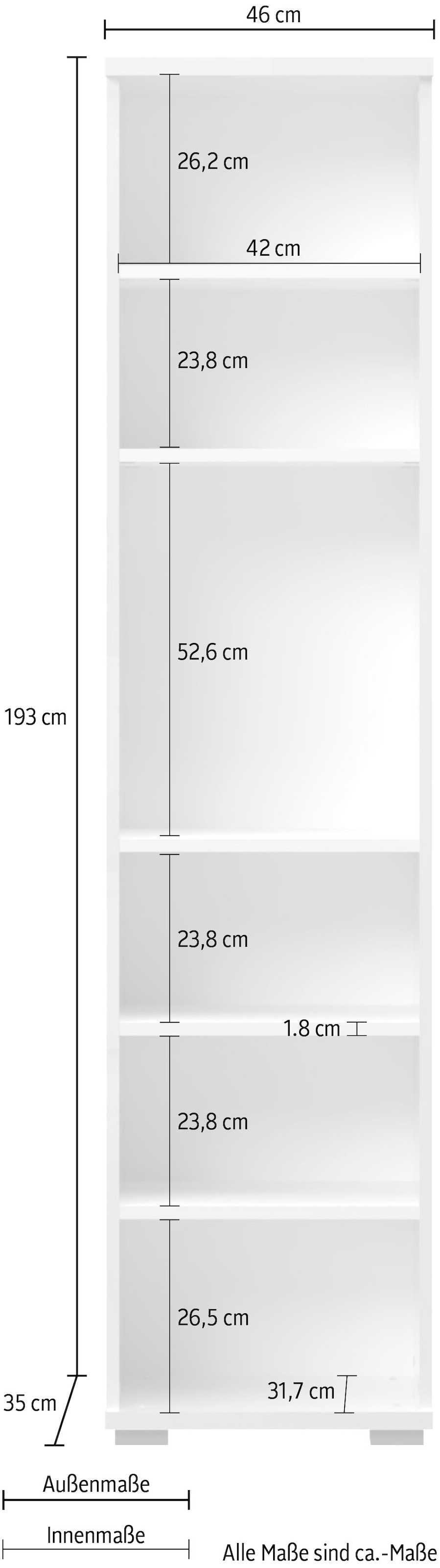 GOODproduct Garderobenschrank »Piano« (H/B/T):193/46/35cm,  UV lackiert, hochglänzend, Soft-Close Funktion