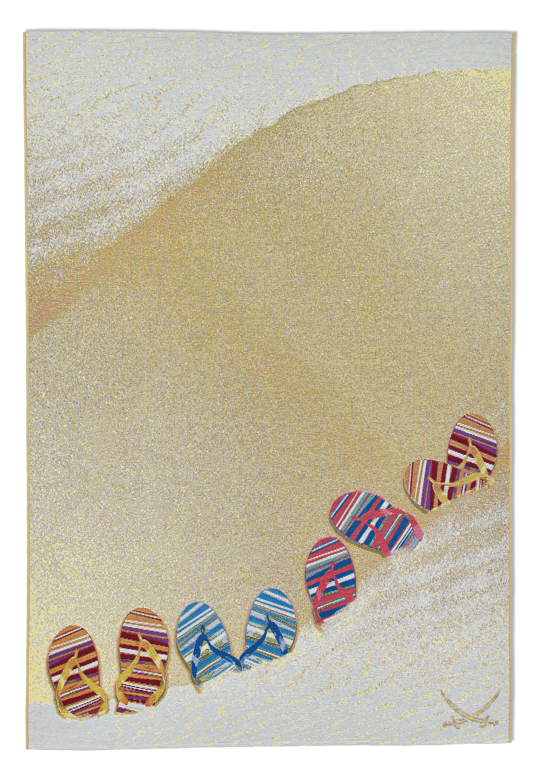 Sansibar Tapis »Rantum Beach SA-017« Rectangulaire 5 mm Höhe tissu plat, design moderne, motif tongs, adapté pour l'extérieur