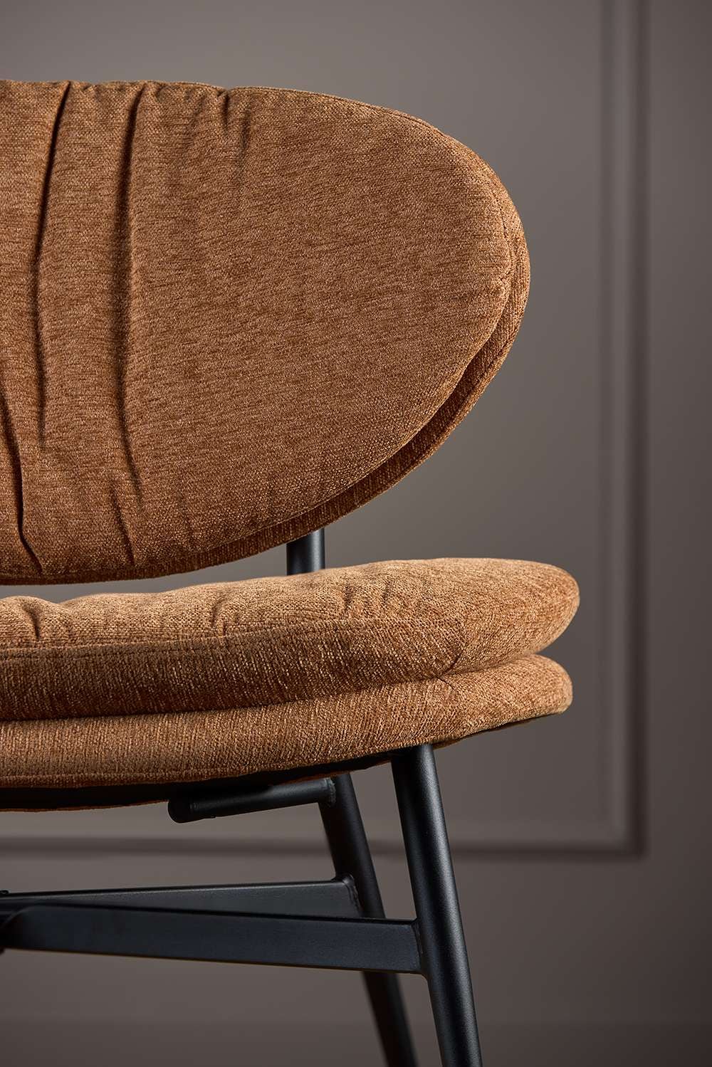 ACTONA GROUP Fauteuil lounge »Burma« tissu terracotta, pieds en acier noir, hauteur d'assise : 43 cm