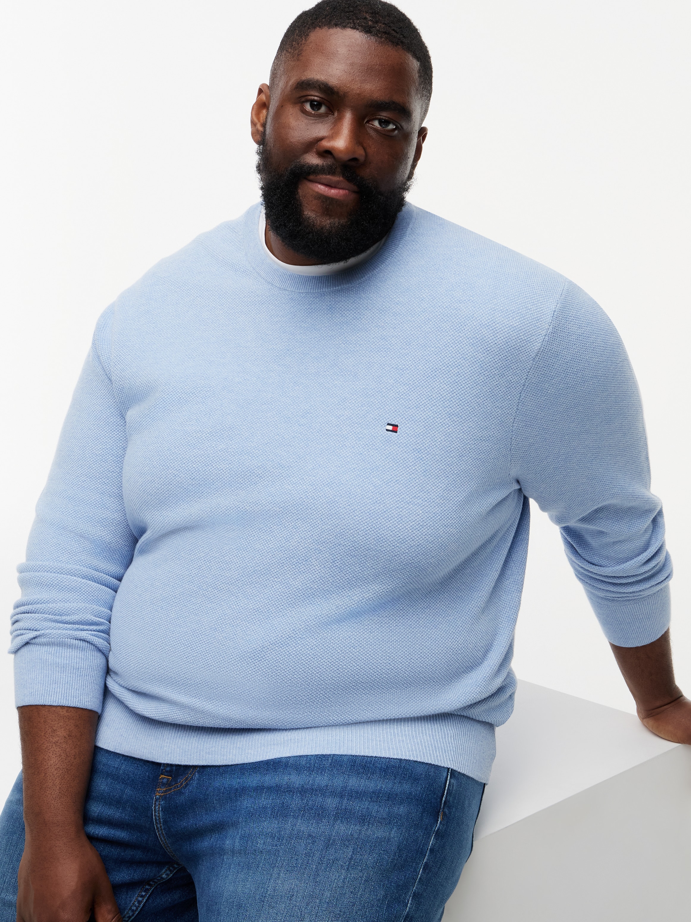 Tommy Hilfiger Big & Tall Rundhalspullover »ESSENTIAL STRUCTURE CREW NECK« Grosse Grössen, regular fit