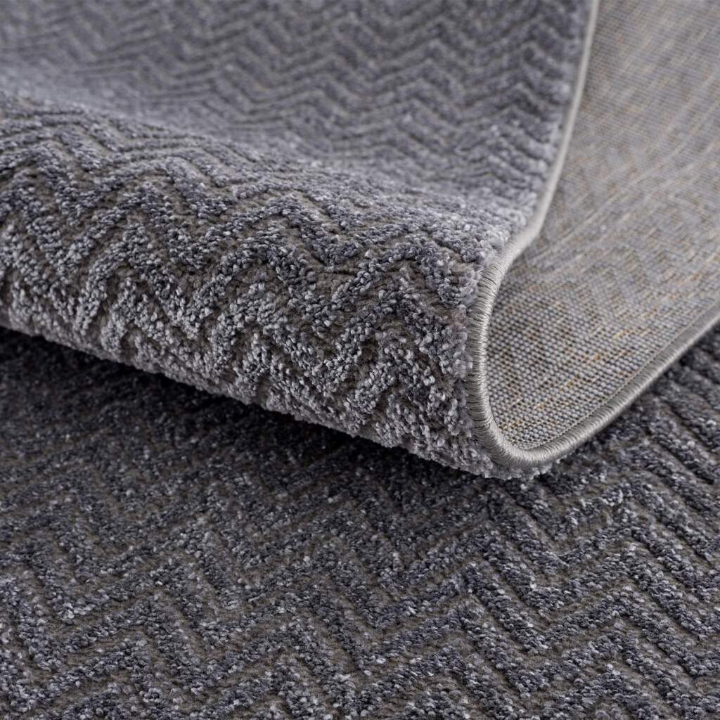 Carpet City Teppich »Friseé-Teppich  FANCY805« rechteckig 12 mm Höhe Läufer, Kurzflor, Einfarbig, 3D-Optik, Zickzack Look, Wohnzimmer