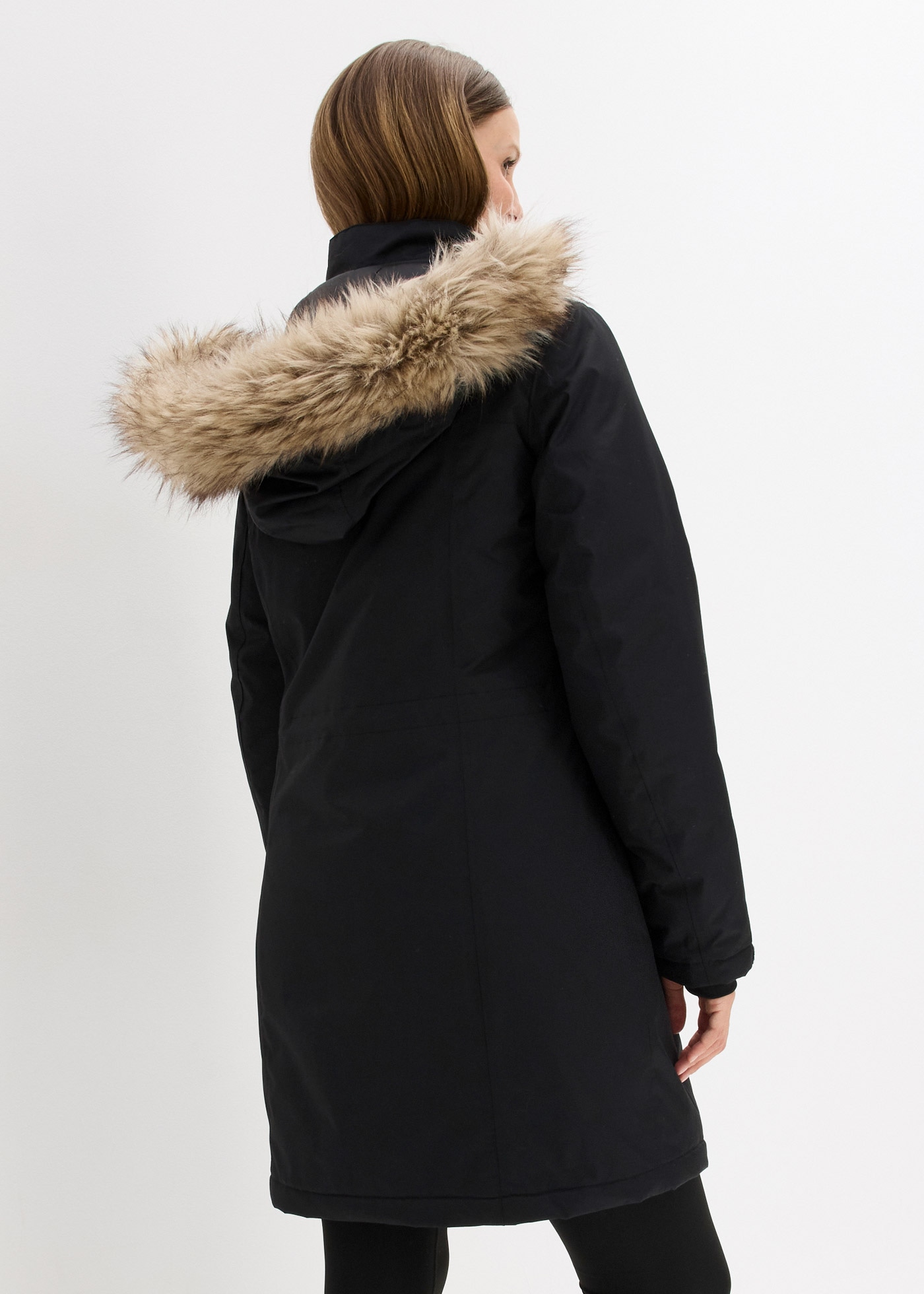 bonprix Manteau d'hiver mit abnehmbarer Kapuze und Fell, mit Innentasche und Kabelführung