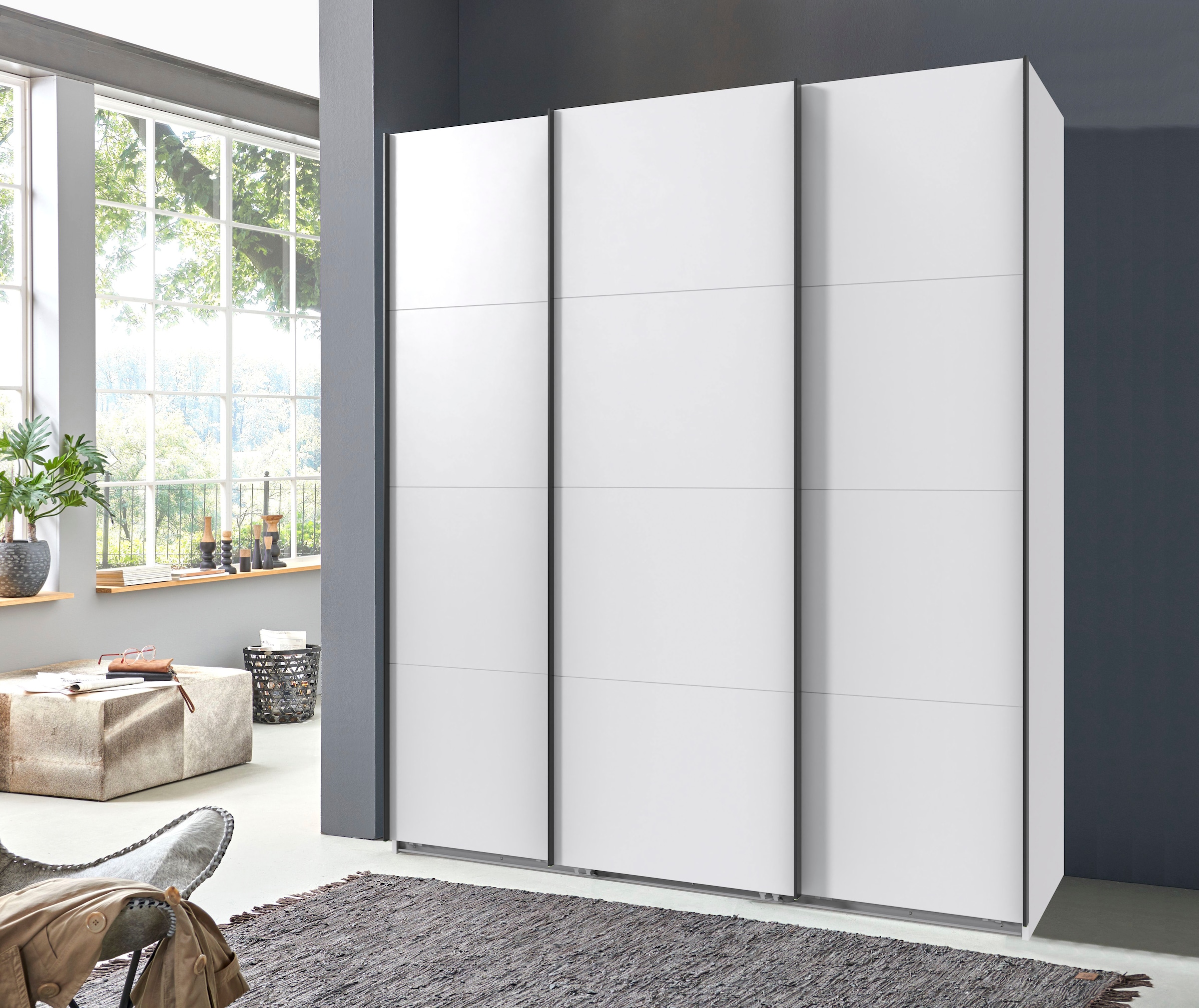 Wimex Kleiderschrank »Mugano, Made in Germany, Lieferung bis in Deine Etage und Stellort« wähle Deine Ausstattung: Basic oder Premium!,  3 Schwebetüren, grosse Grössen, mit oder ohne Spiegel, Metallgriffe