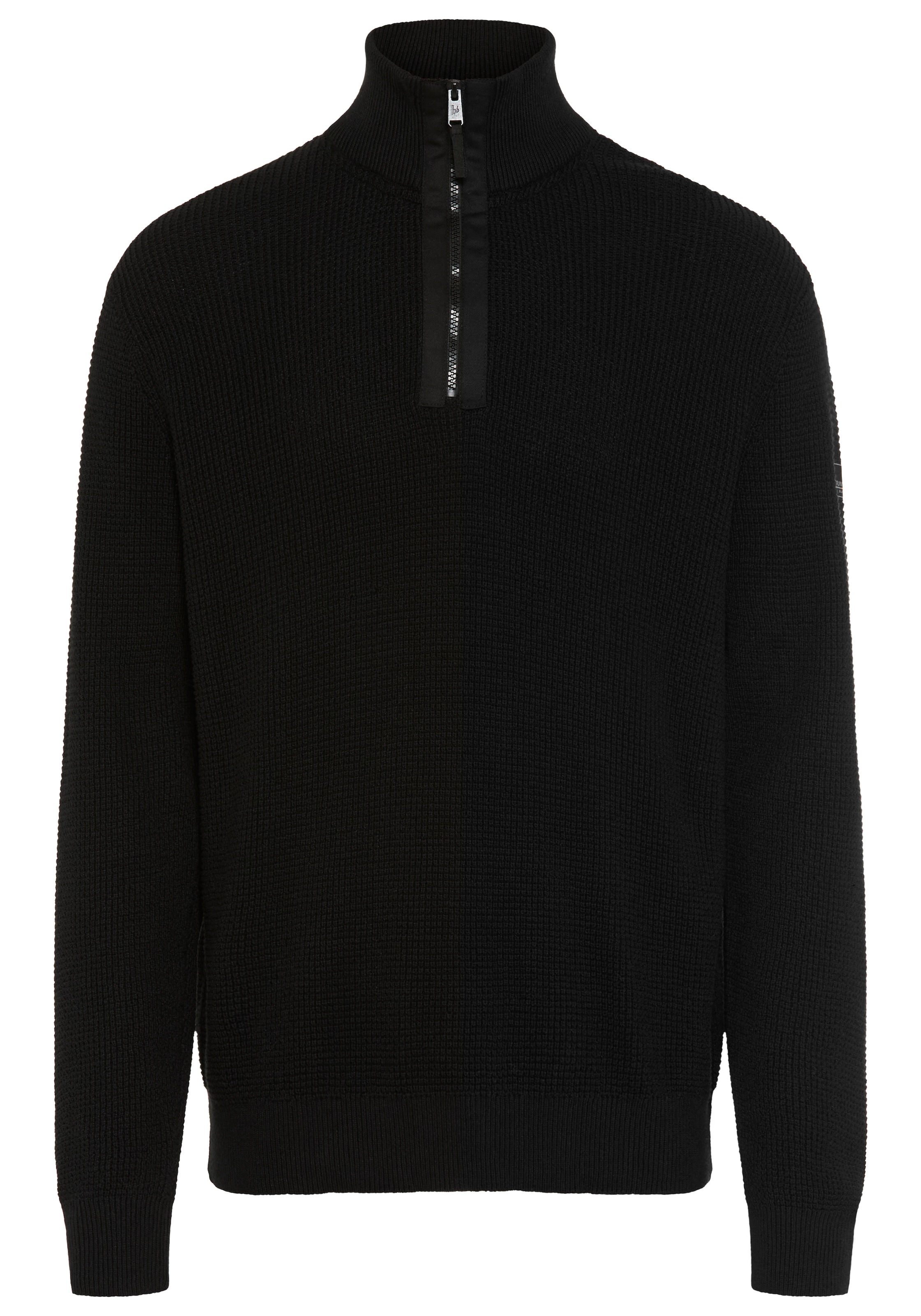 Bruno Banani Troyer avec fermeture éclair, coupe régulière, en coton, uni, manches longues,