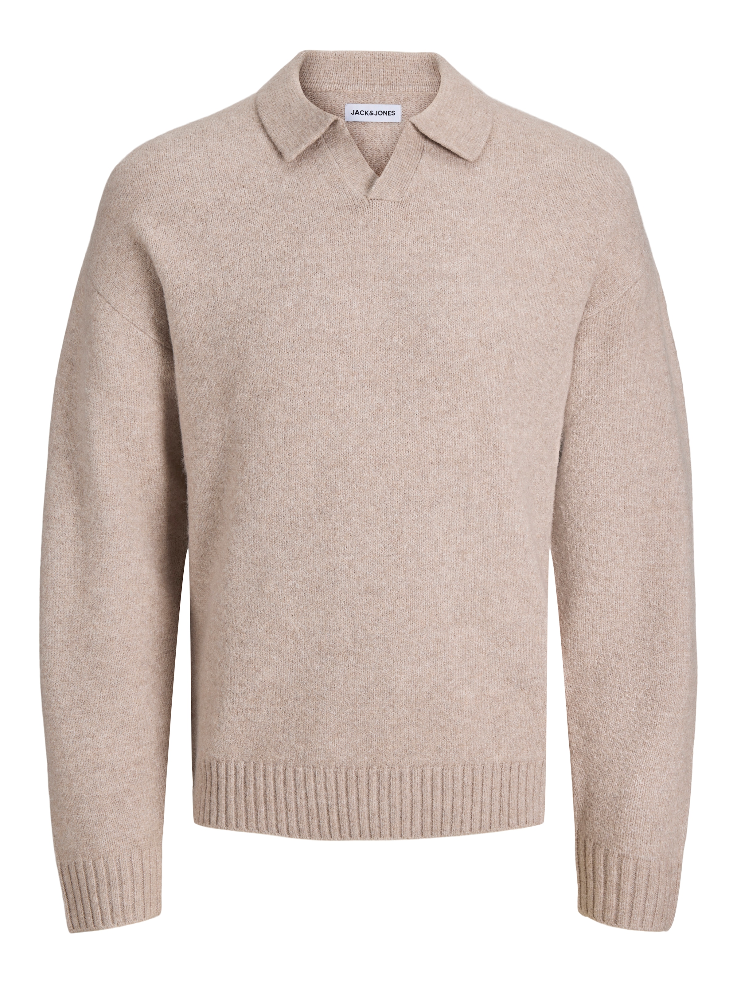 Jack & Jones Polokragenpullover »JJESOHO OLLIE KNIT SPLIT NECK SN« Materialmix, regular fit