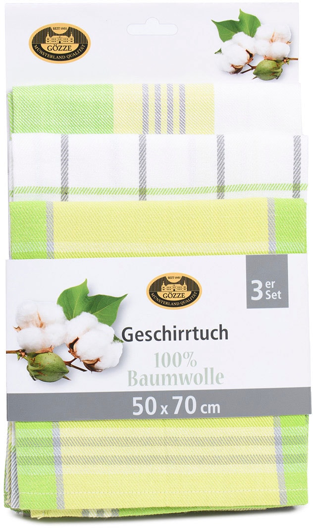 Gözze Chiffon à vaisselle »Geschirrtücher, Des. 60058« Mass: 50 x 70 cm, Set: 2x kariert und 1x gestreift