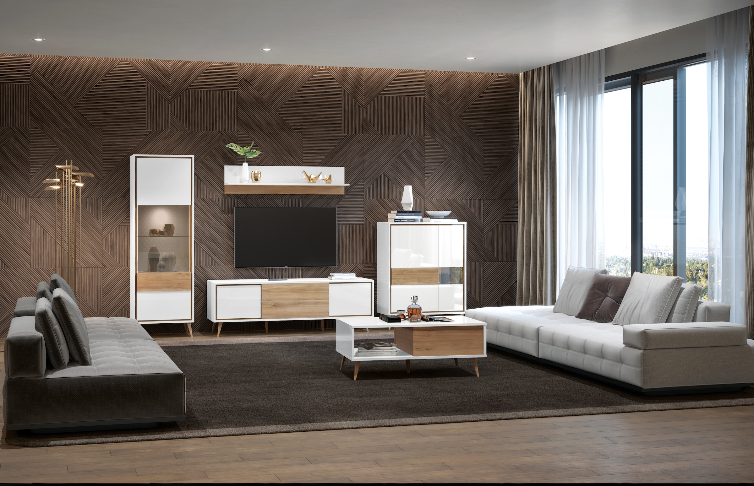 GOODproduct TV-Board »Vida« (H/B/T): 58/180/47cm,  UV lackiert, hochglänzend, Soft-Close und Push-to-open Funktion