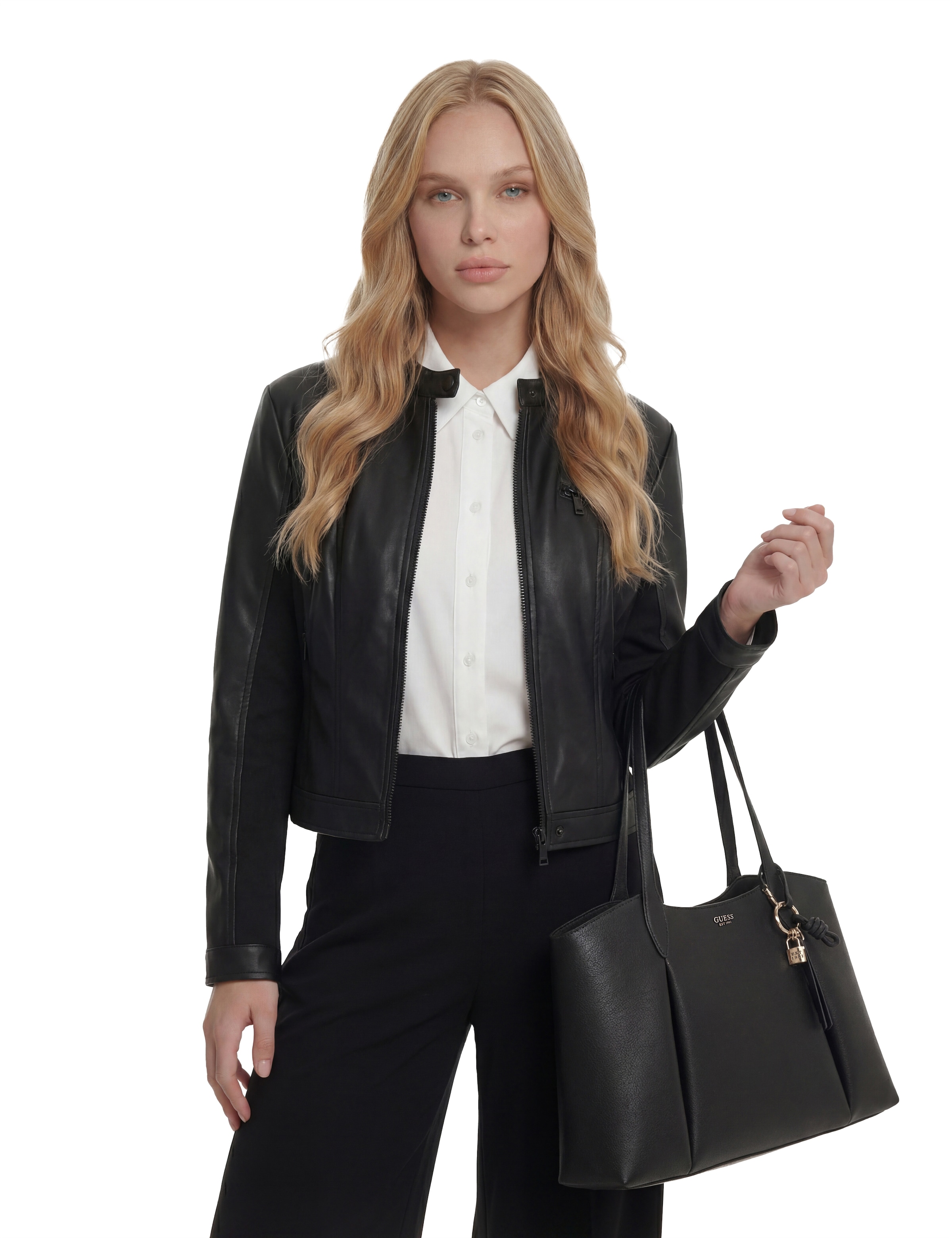 Guess Shopper »MELODY 2 IN 1 TOTE« Damen Handtasche, Schultertasche mit goldfarbener Logo-Applikation