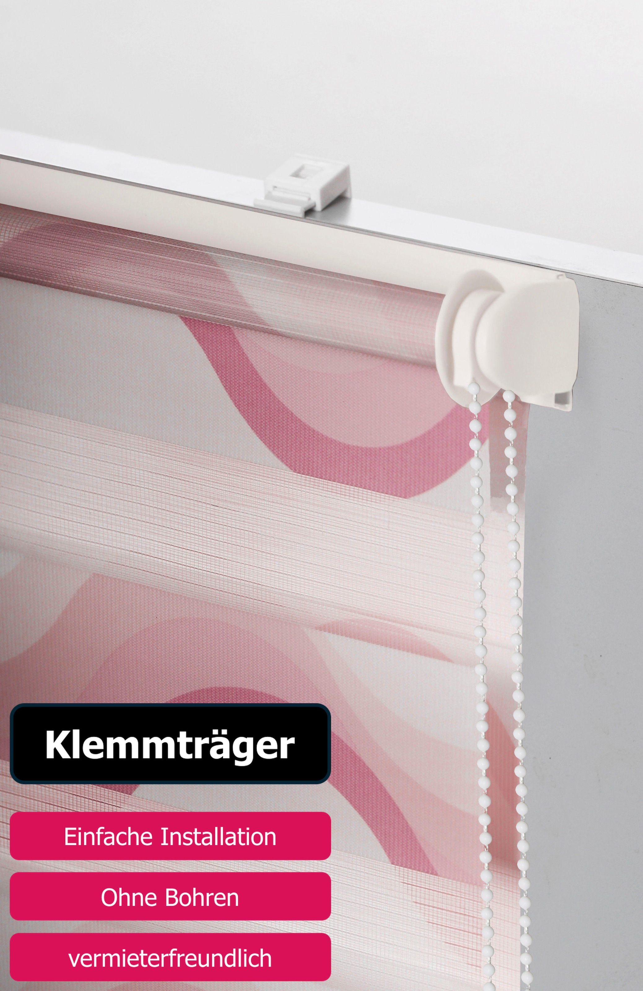 my home Doppelrollo »Welle« Lichtschutz Sichtschutz | Verdunkelung ohne Bohren freihängend Fixmass, Klemmfix-Duo-Rollo, Doppelrollo "Welle", Klemmträger