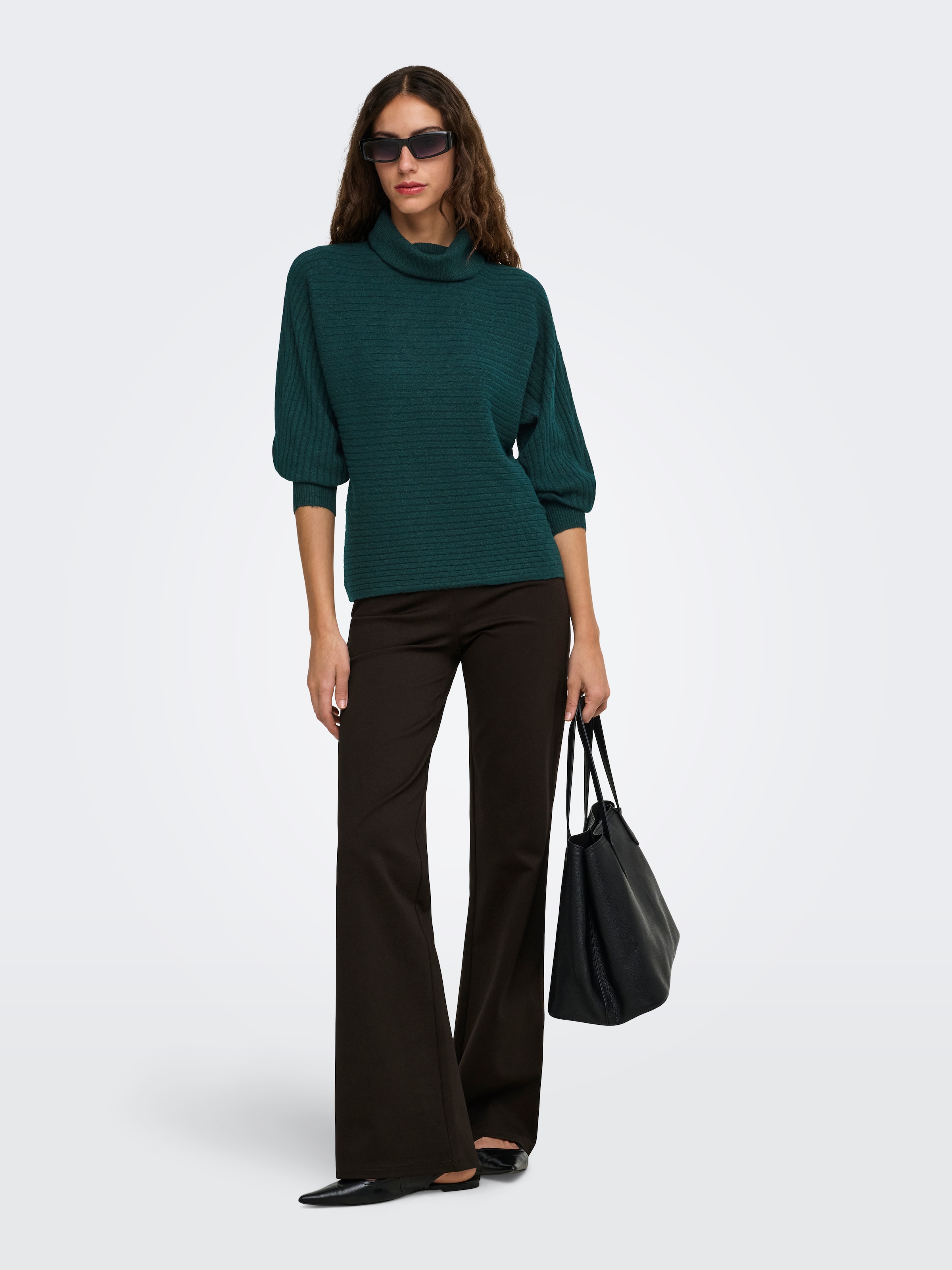 ONLY Pull à col roulé »ONLWINNIE LS ROLLNECK CS KNT« Mélange de matières, stretch, coupe régulière